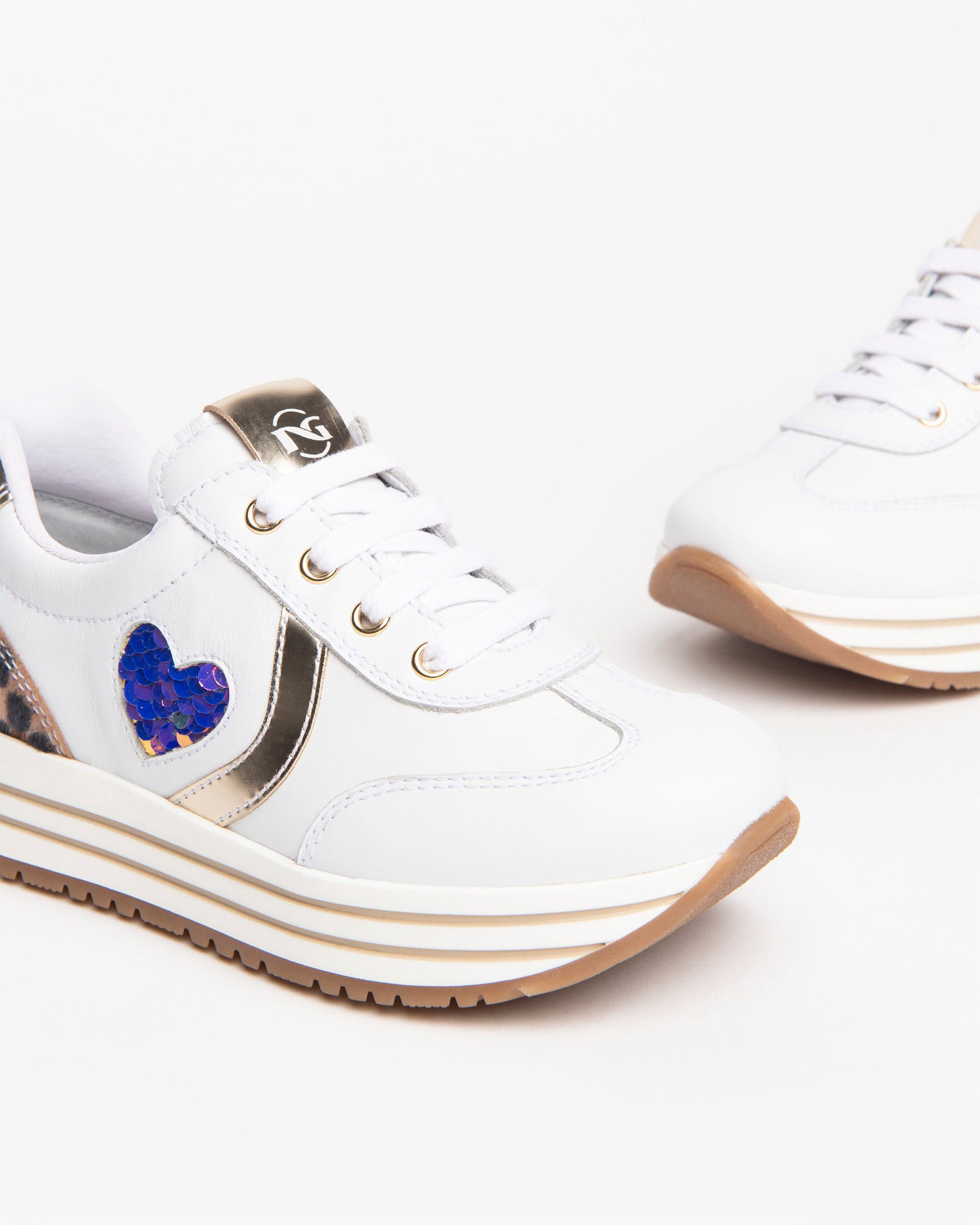 Nerogiardini Sneakers Kids Fille Cuir Lamé Zip Sequins