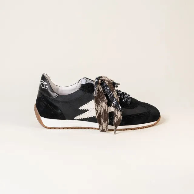 SMR June E277 baskets noir blanc toile et cuir