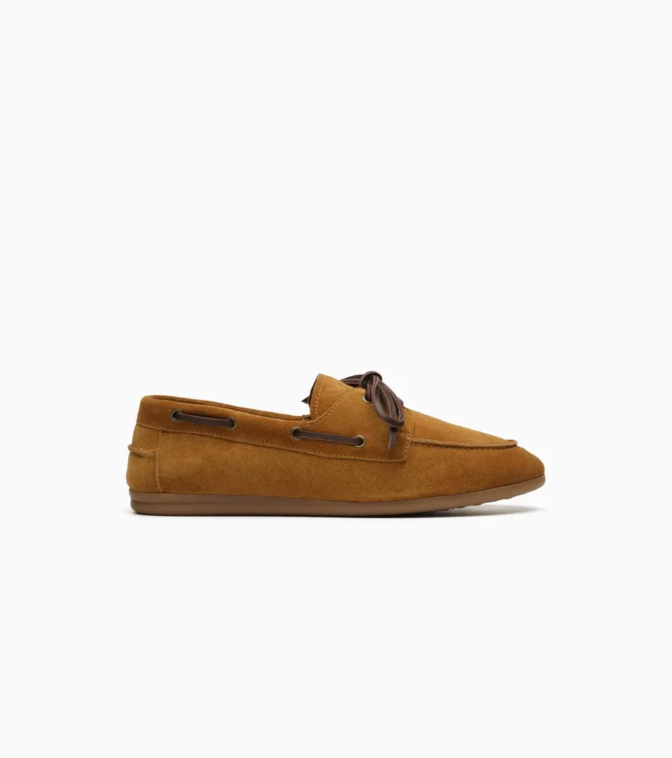 JAK Vela Camel chaussure bateau femme suède camel