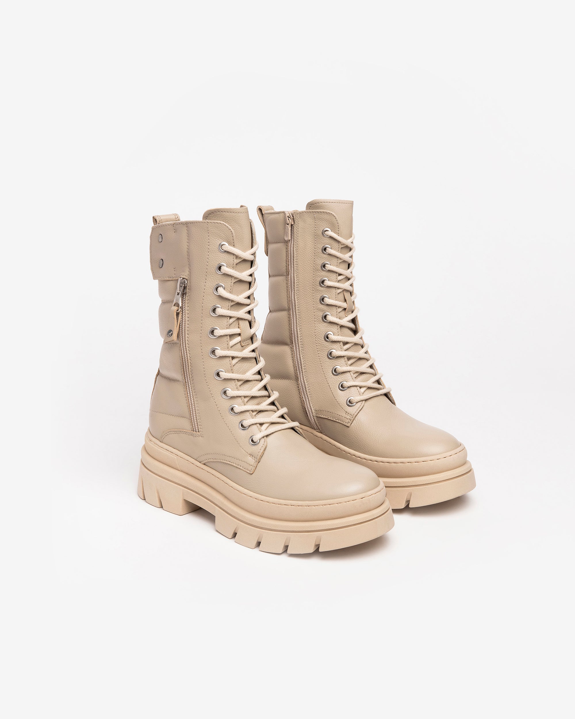 NeroGiardini Bottines Femme Cuir Combat Boots Hiver