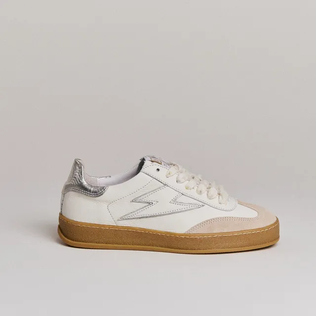 SMR India D142 baskets cuir blanc champagne