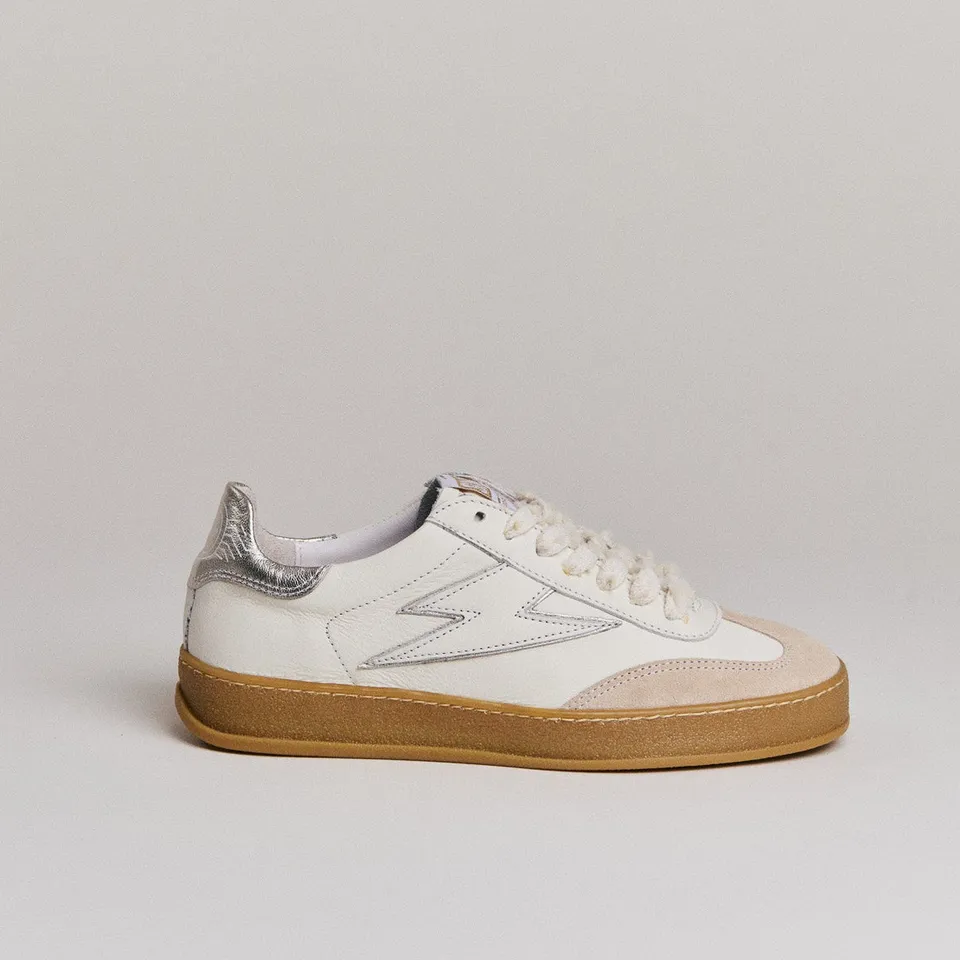 SMR India D142 baskets cuir blanc champagne
