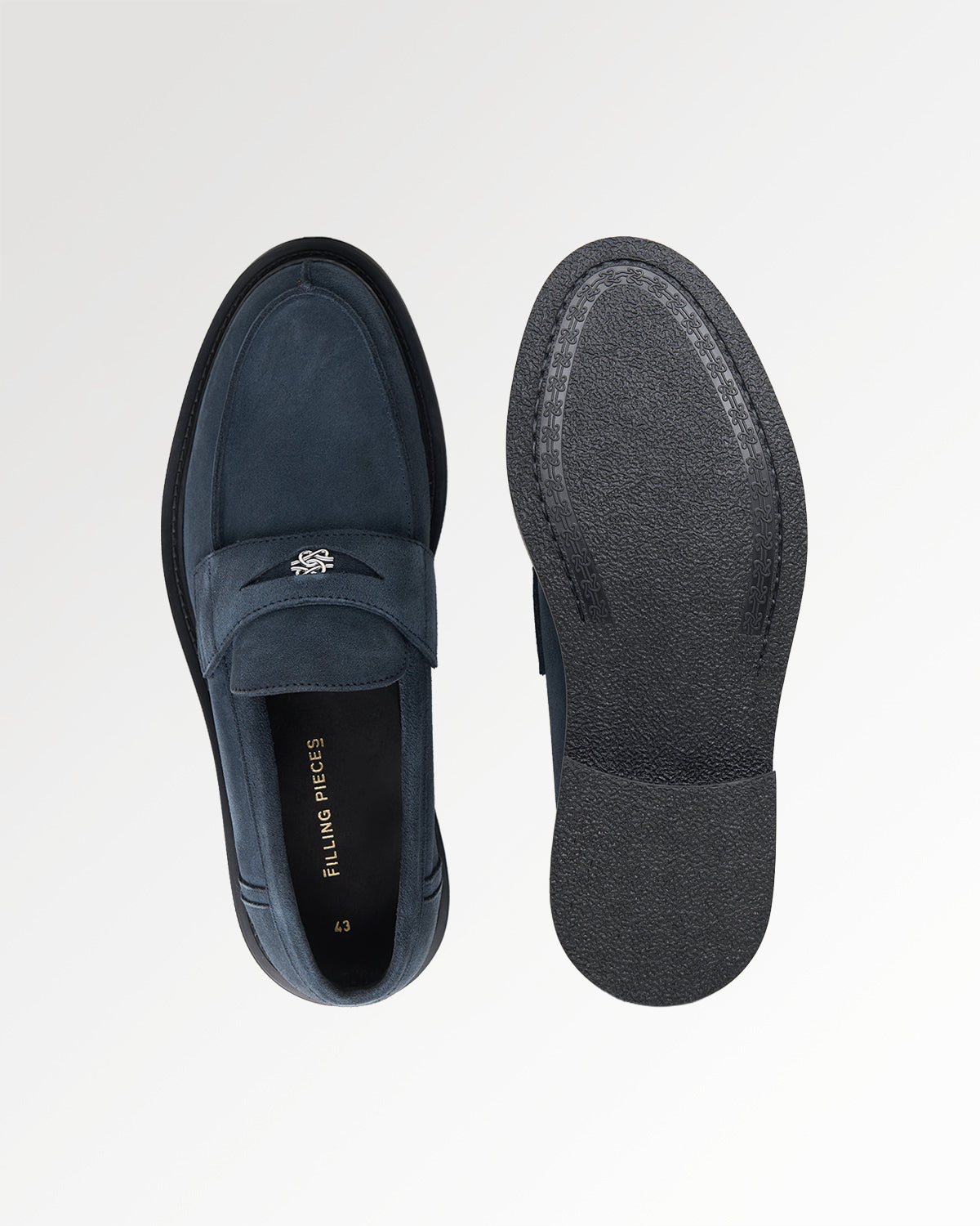 Filling Pieces Base Loafer mocassins daim bleu marine
