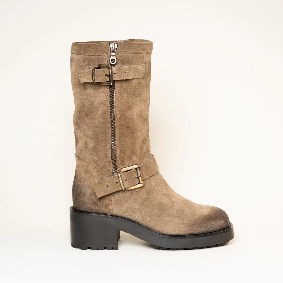 SMR Biker E1468E1 bottines daim beige talon 6 cm