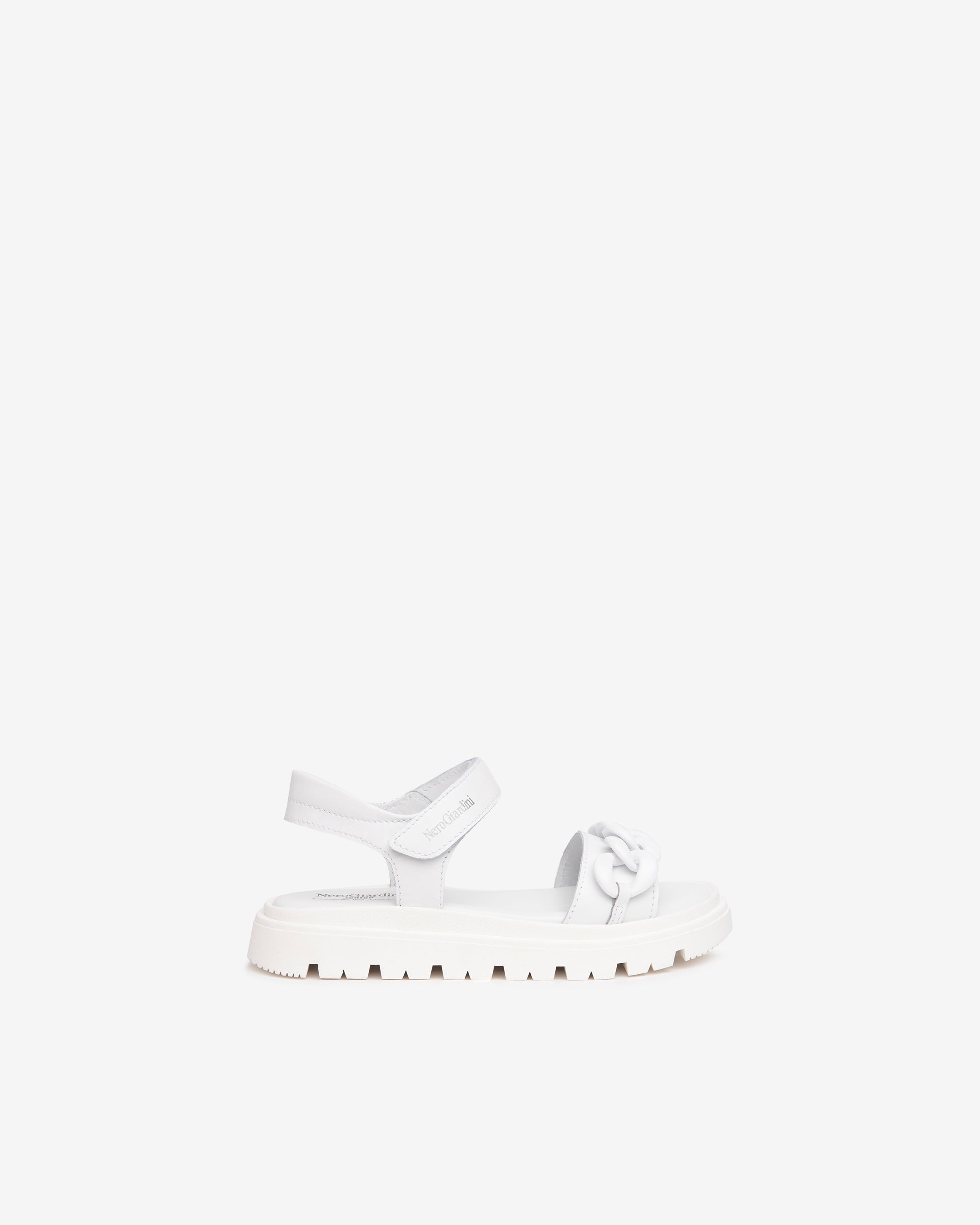 NeroGiardini Sandales Fille Cuir Chaîne Velcro