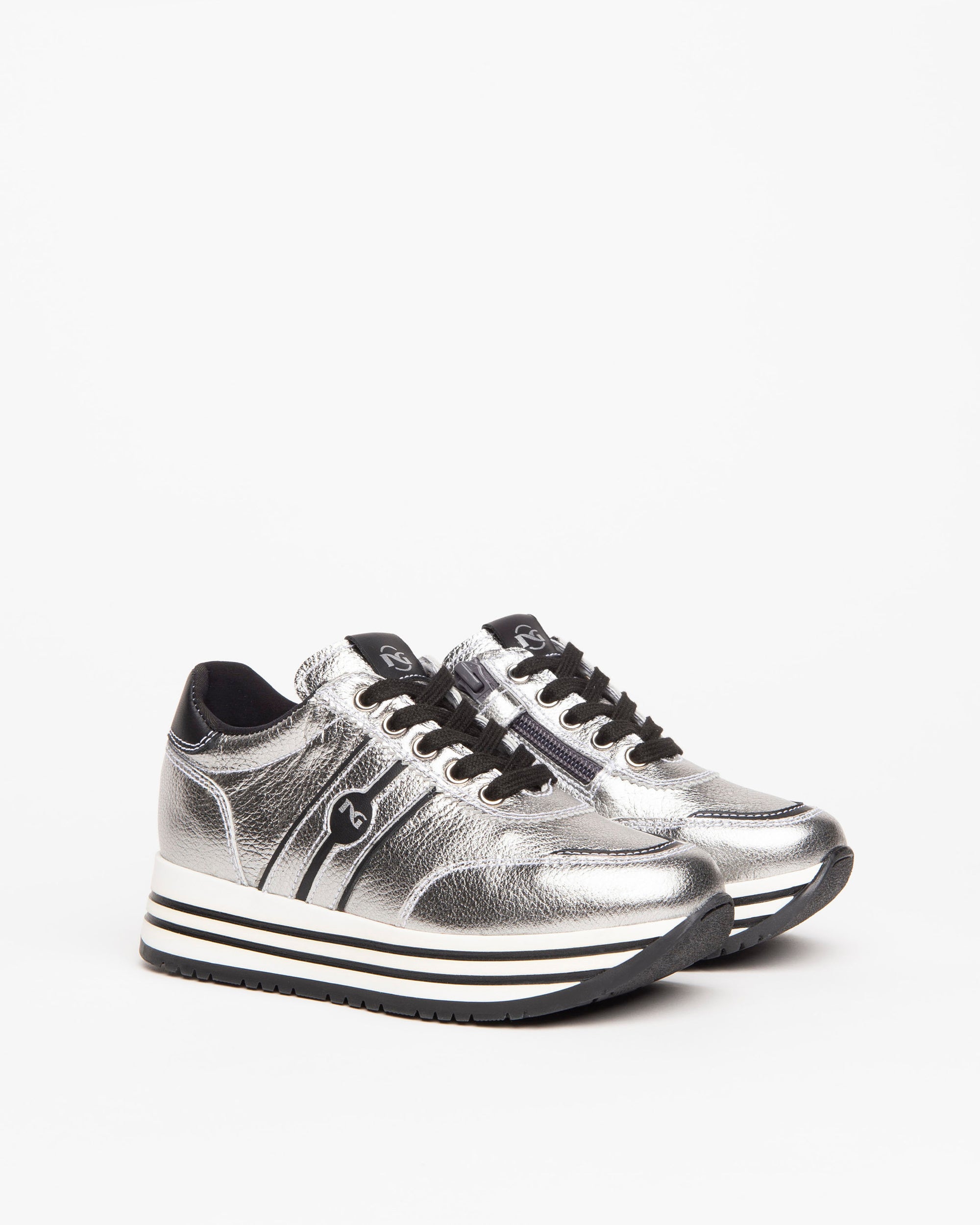 NeroGiardini Sneakers teens fille cuir lamé lacets 31-39