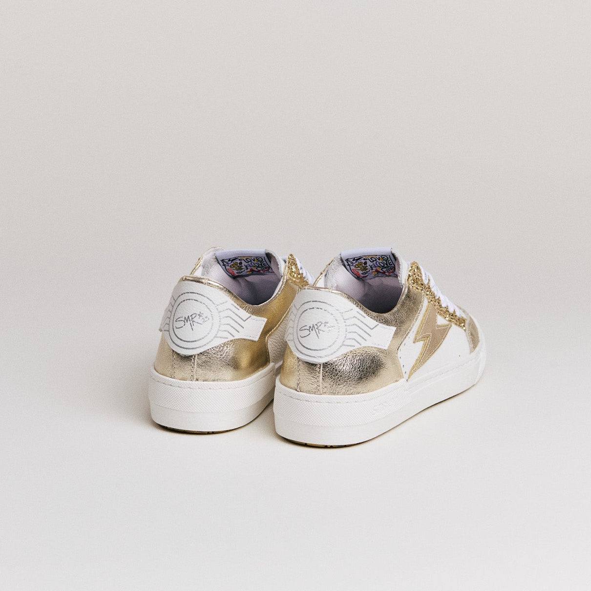 SMR Noubar D439 basket cuir blanc et or