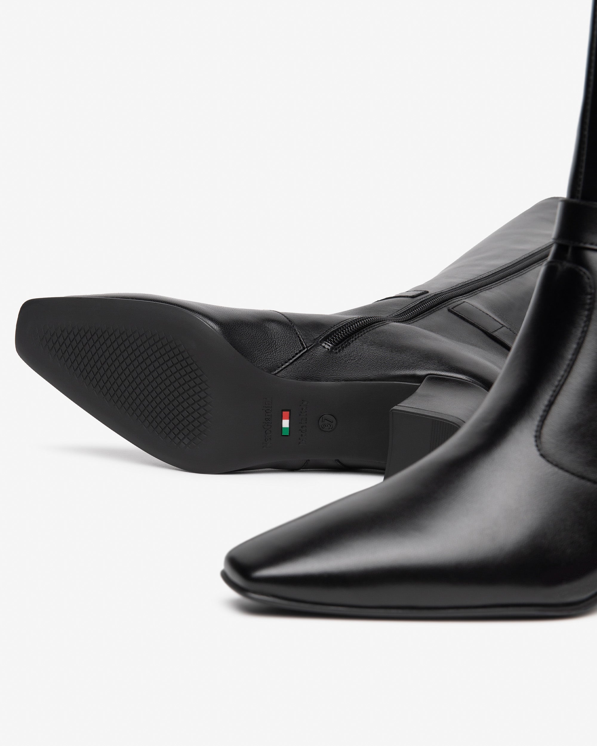 NeroGiardini Bottes Femme Cuir Talon Bloc 55 Tige Haute