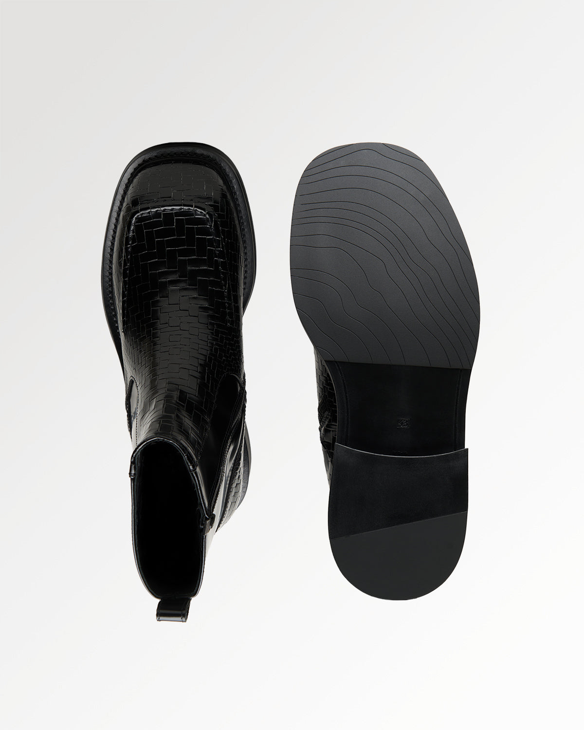 Filling Pieces Shaft Boot Woven Twist bottines noires cuir tressé