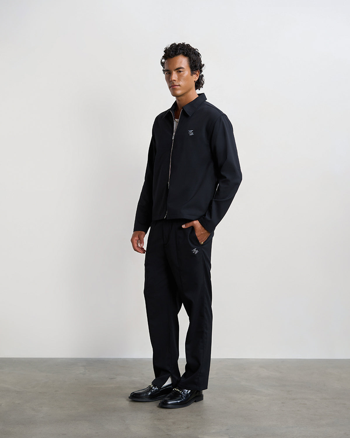 Filling Pieces Coach Pants Twill Pantalon Noir Laine