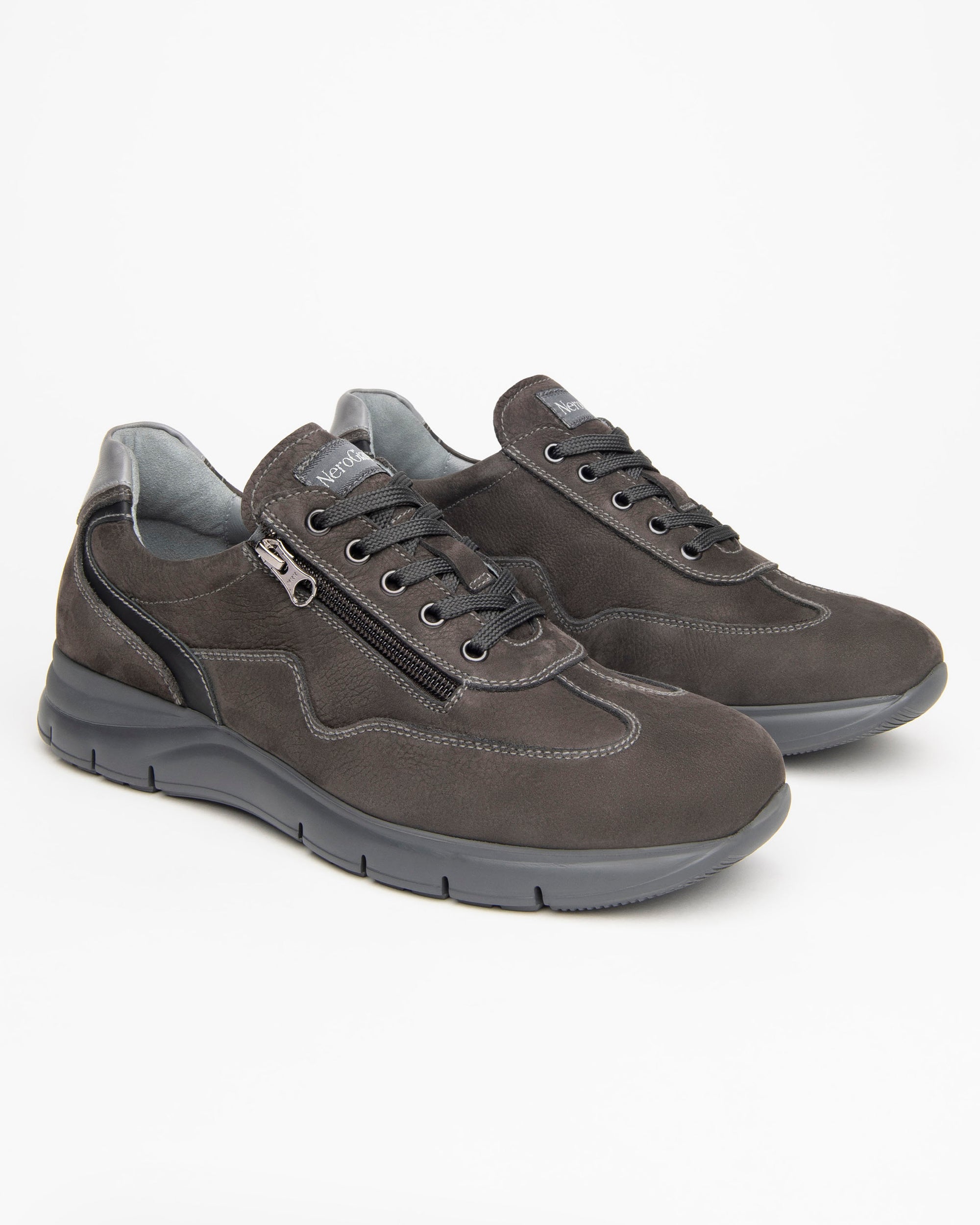 NeroGiardini Sneakers Basket Cuir Homme Nubuck Zip