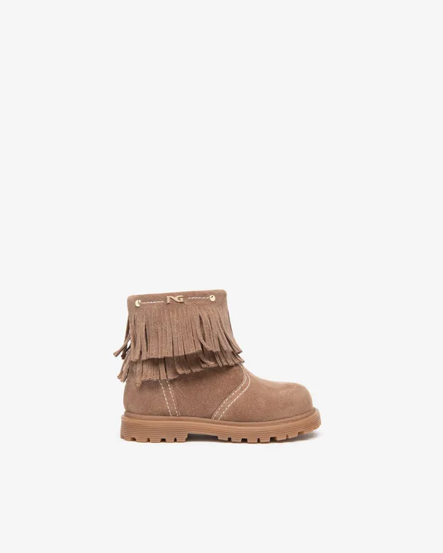 NeroGiardini Bottines Junior Fille Cuir Velours Franges