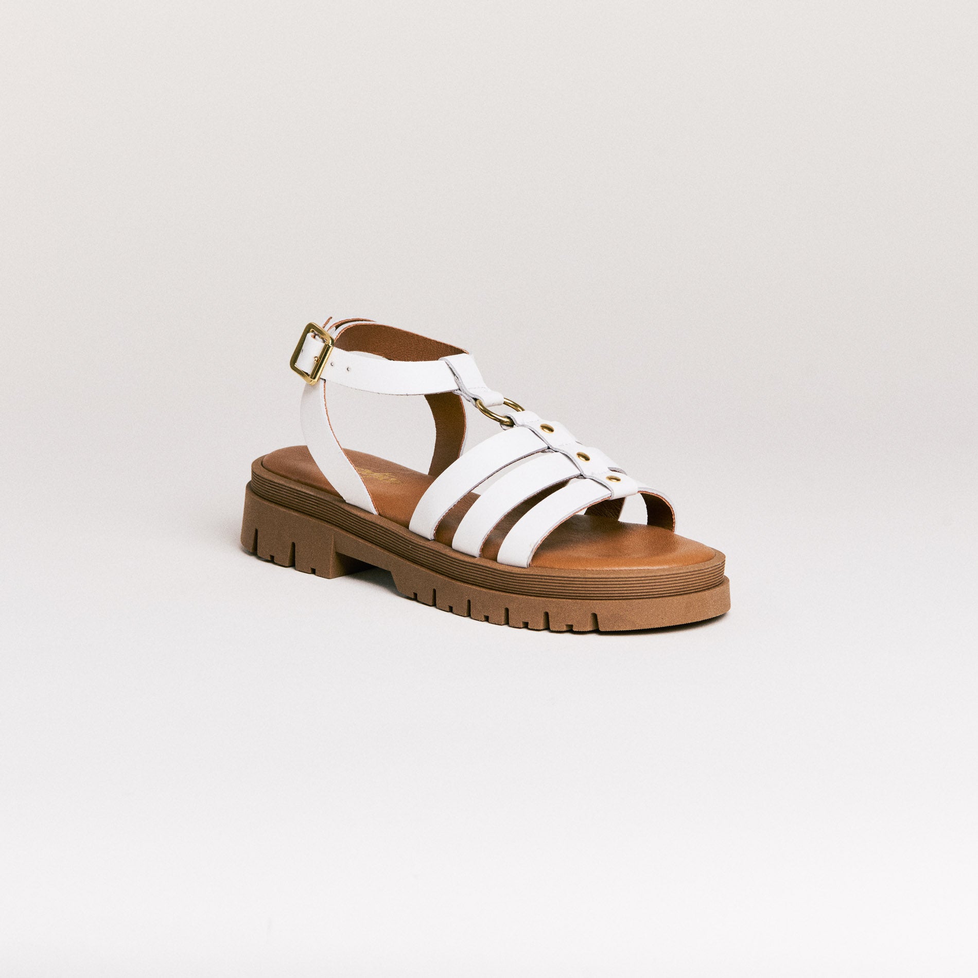 SMR Semerdjian Clara Vitello Sandales Cuir Blanc 4cm