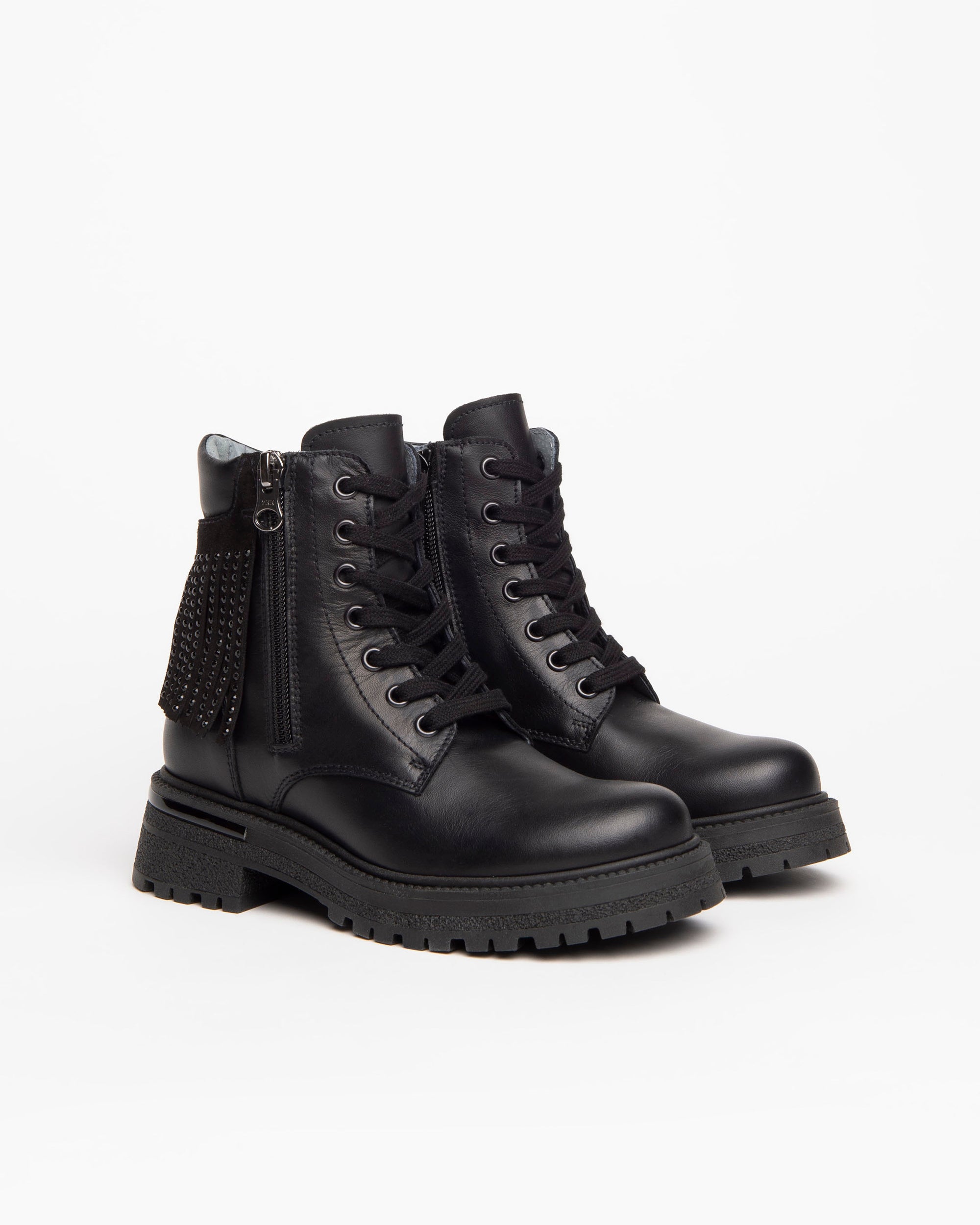 Nerogiardini Bottines Teens Fille Cuir Lacets Strass