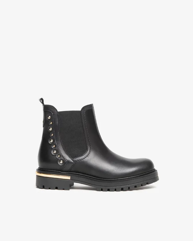 NeroGiardini Bottines Teens Bottines Fille Cuir Chelsea Clous