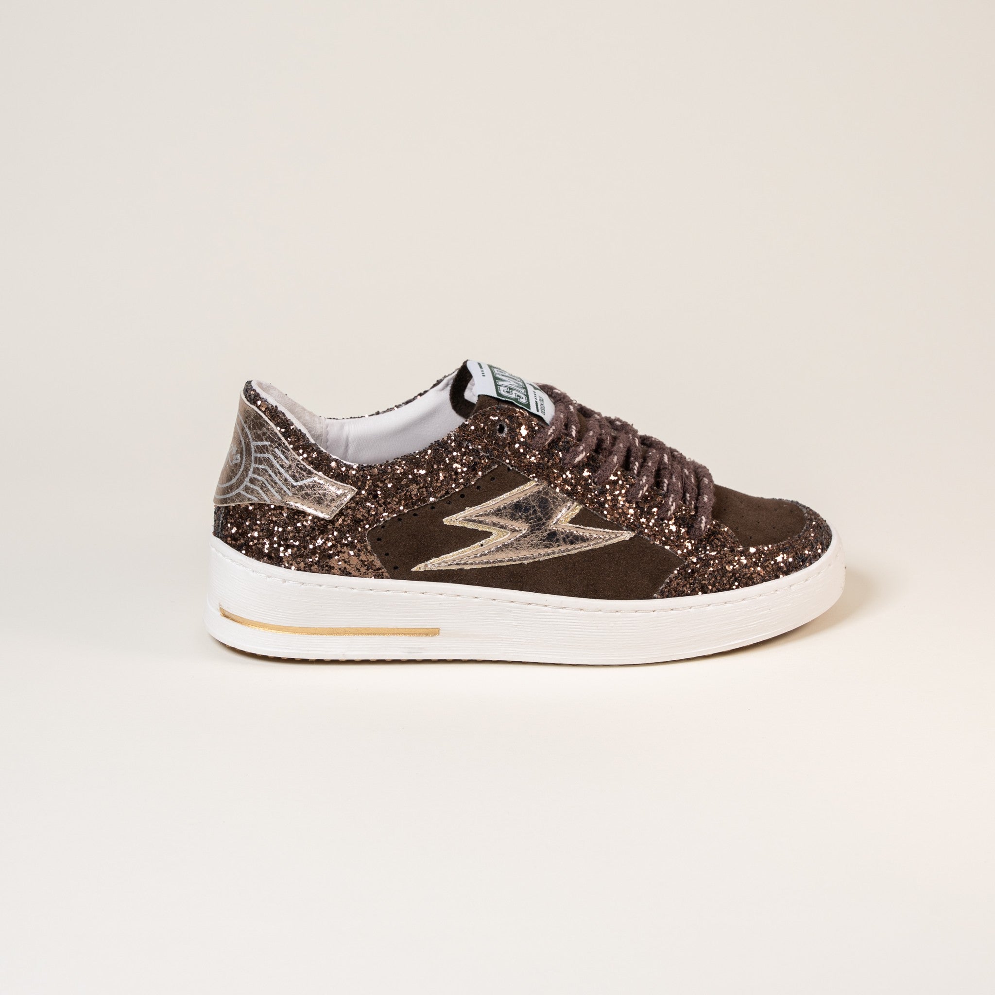 SMR Noubar E475 baskets marron or glitter cuir