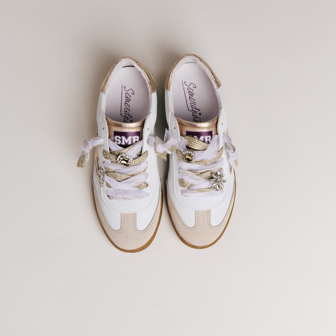 SMR Semerdjian Emily D623 Sneakers Cuir Blanc Or