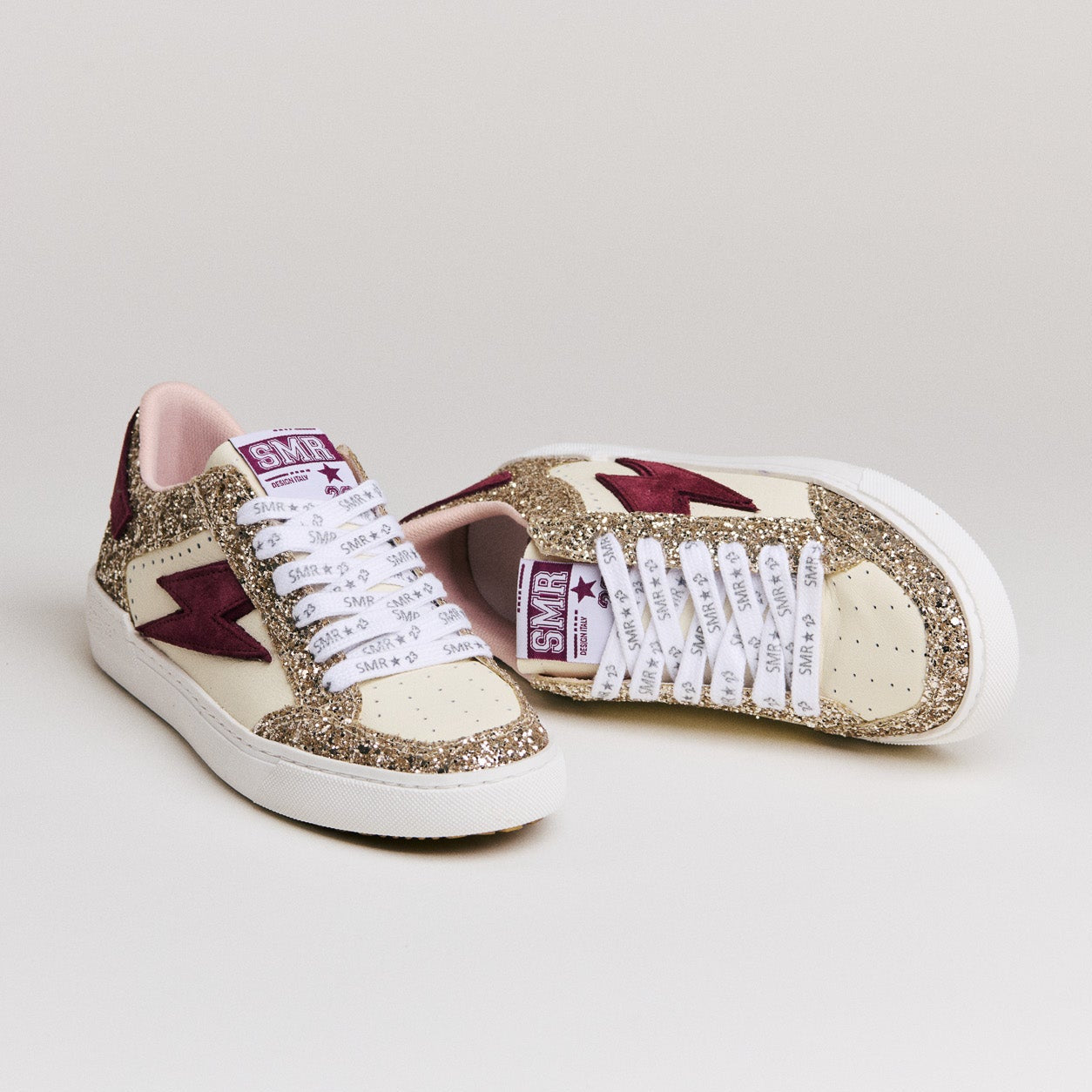 SMR Semerdjian Noubar D604 baskets bordeaux rose cuir