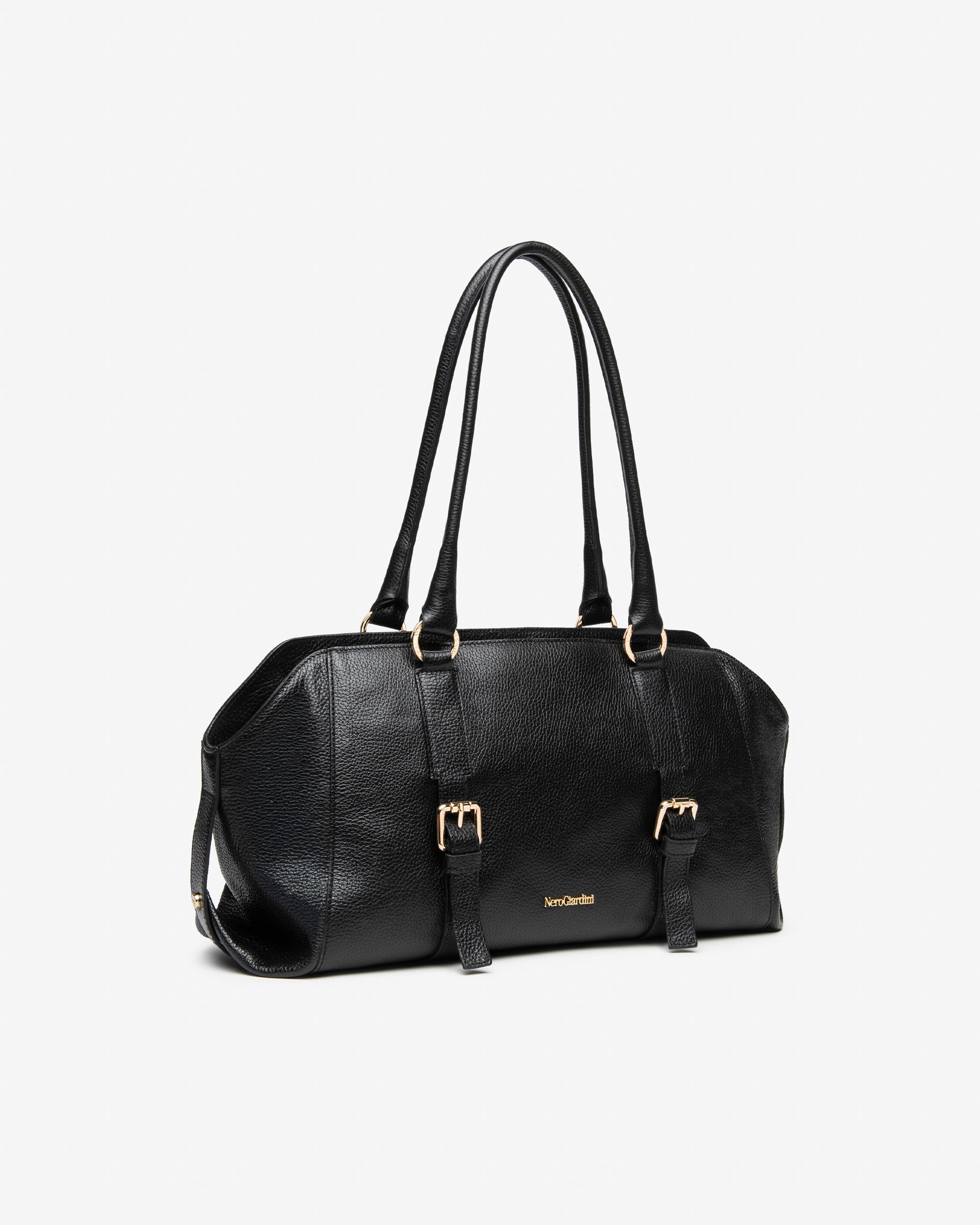 NeroGiardini Sacs Bowling Femme Cuir Boucles Dorées