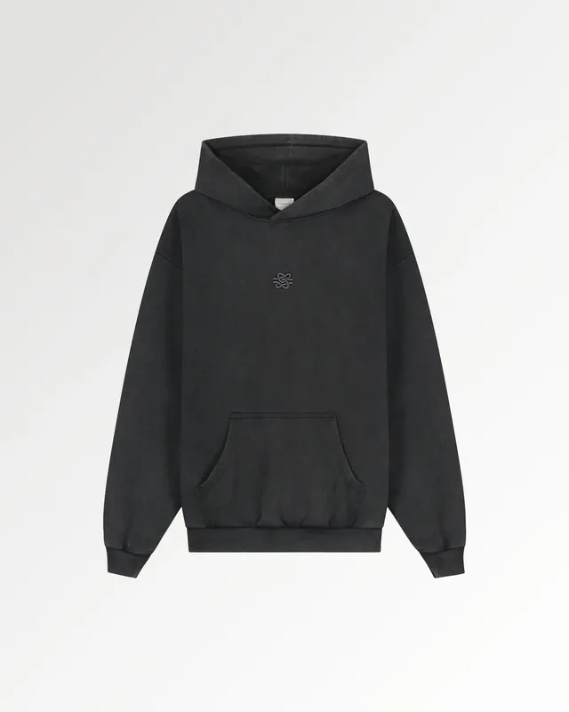 Filling Pieces Boxy Embroidered hoodie Vintage Black coton bio