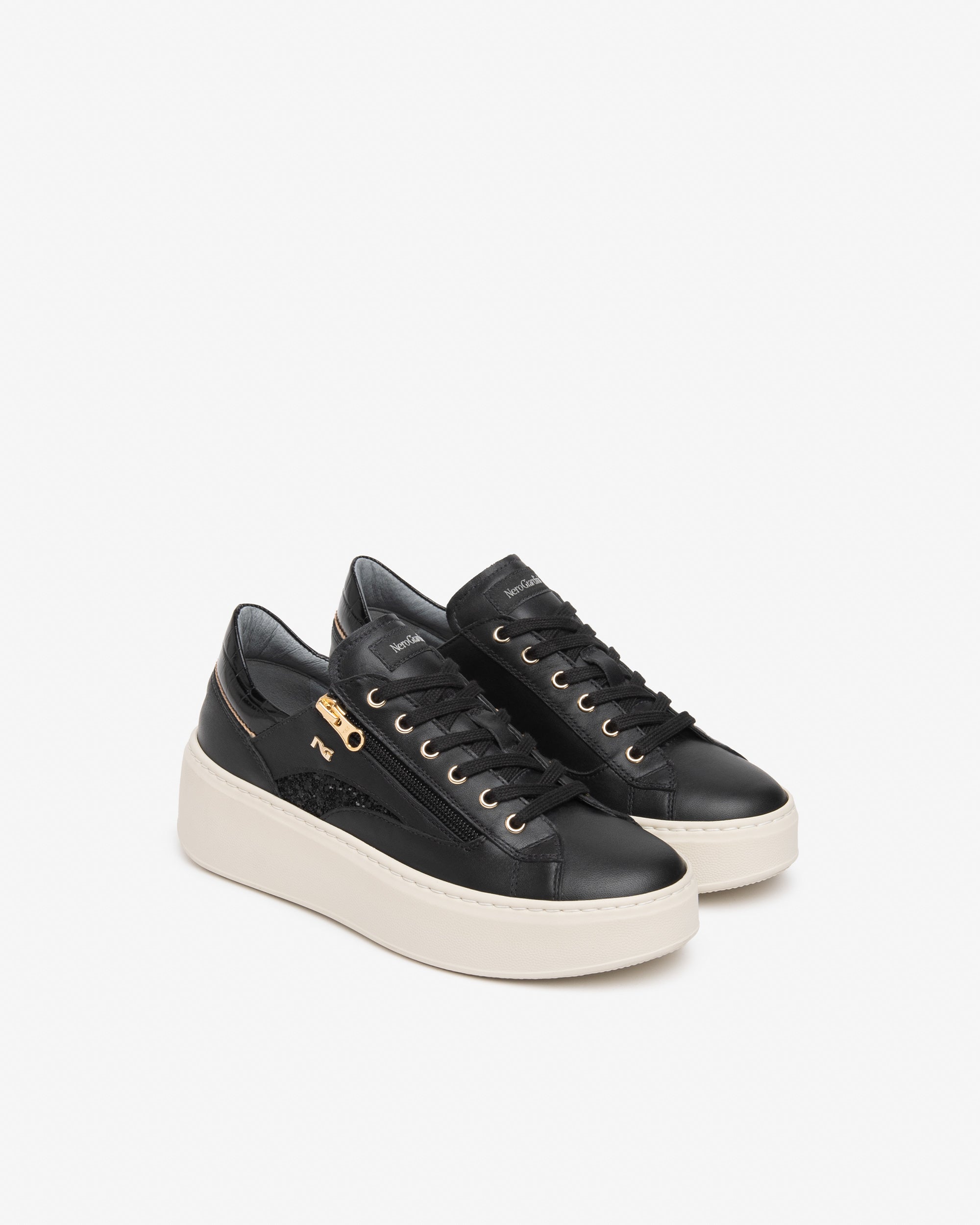 NeroGiardini Sneakers Femme Cuir Baskets Plateforme 50 mm
