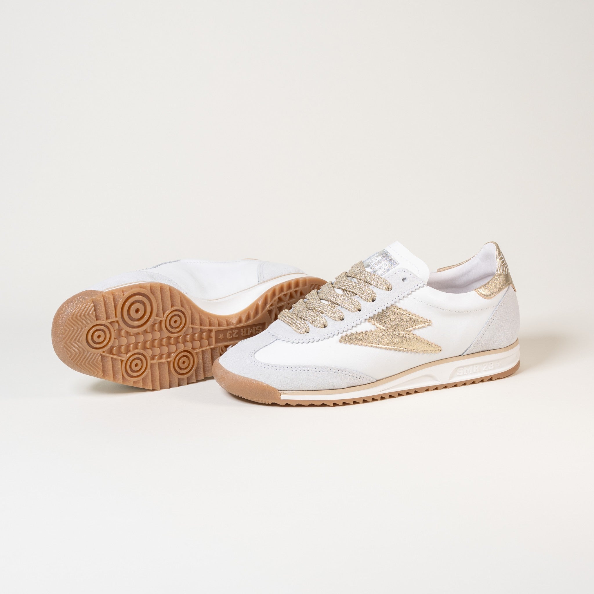 SMR Joyce E314 Baskets Blanc Or Cuir