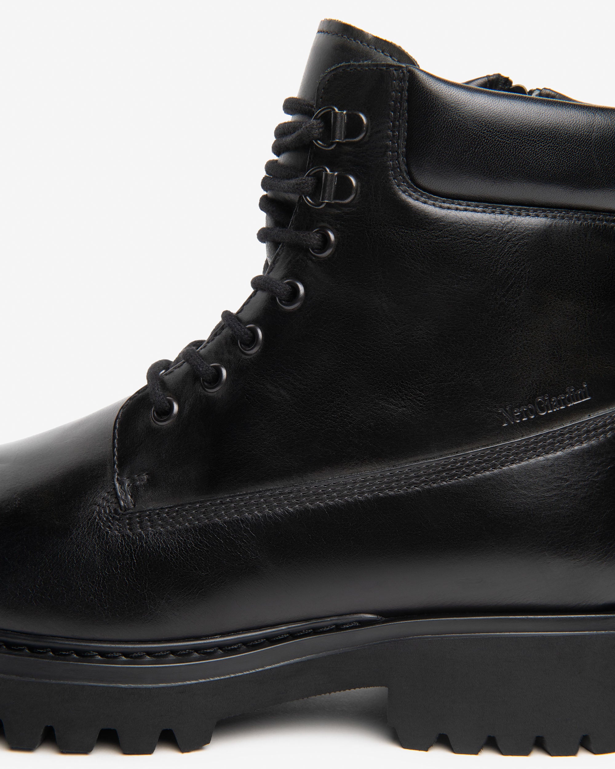 NeroGiardini Bottines Homme en Cuir lacets zip hiver
