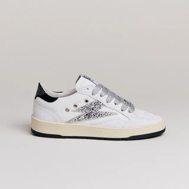 SMR Dany D585 baskets cuir blanc argent glitter