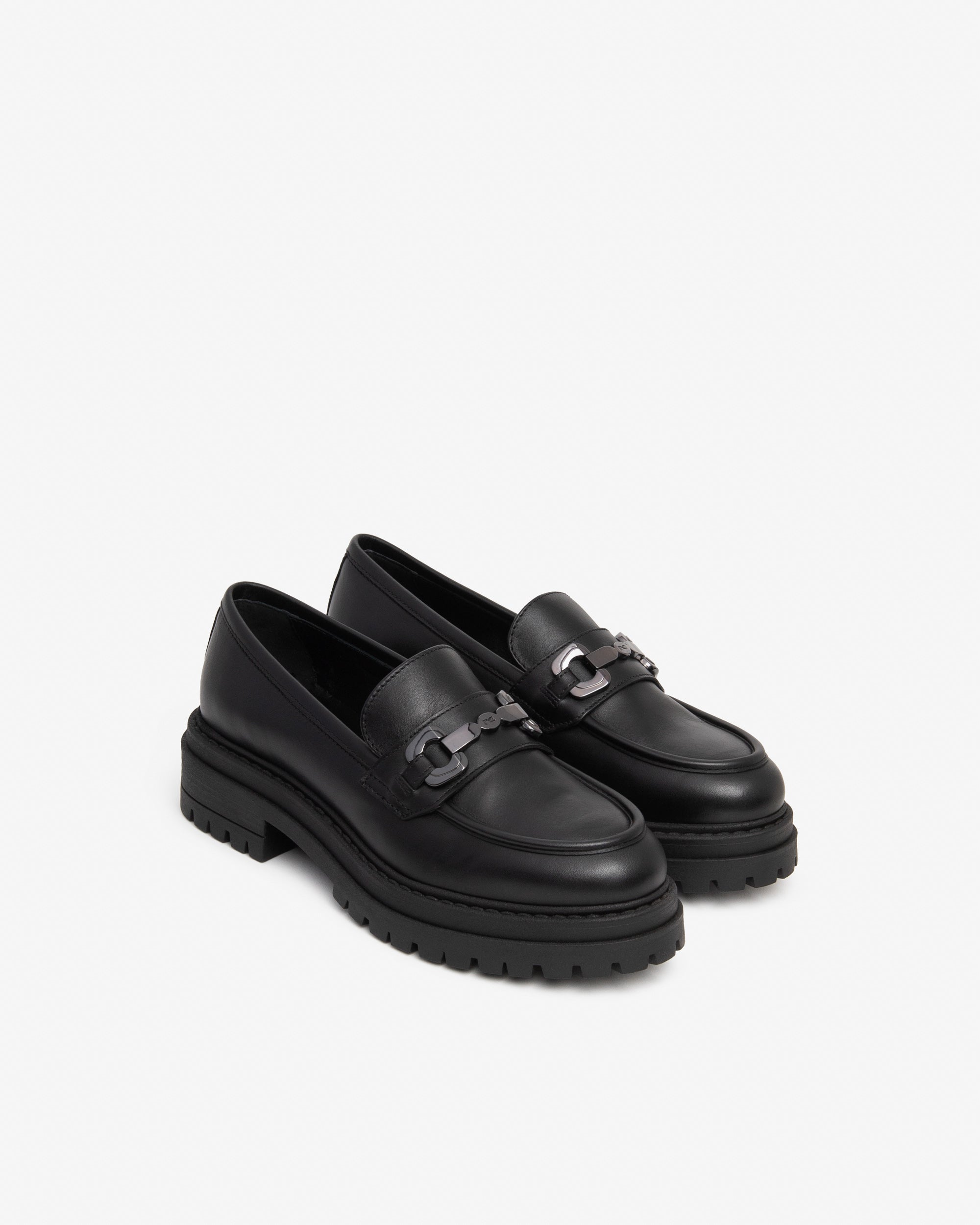 NeroGiardini Mocassins Femme Cuir Ornement Métal Talon 40 mm