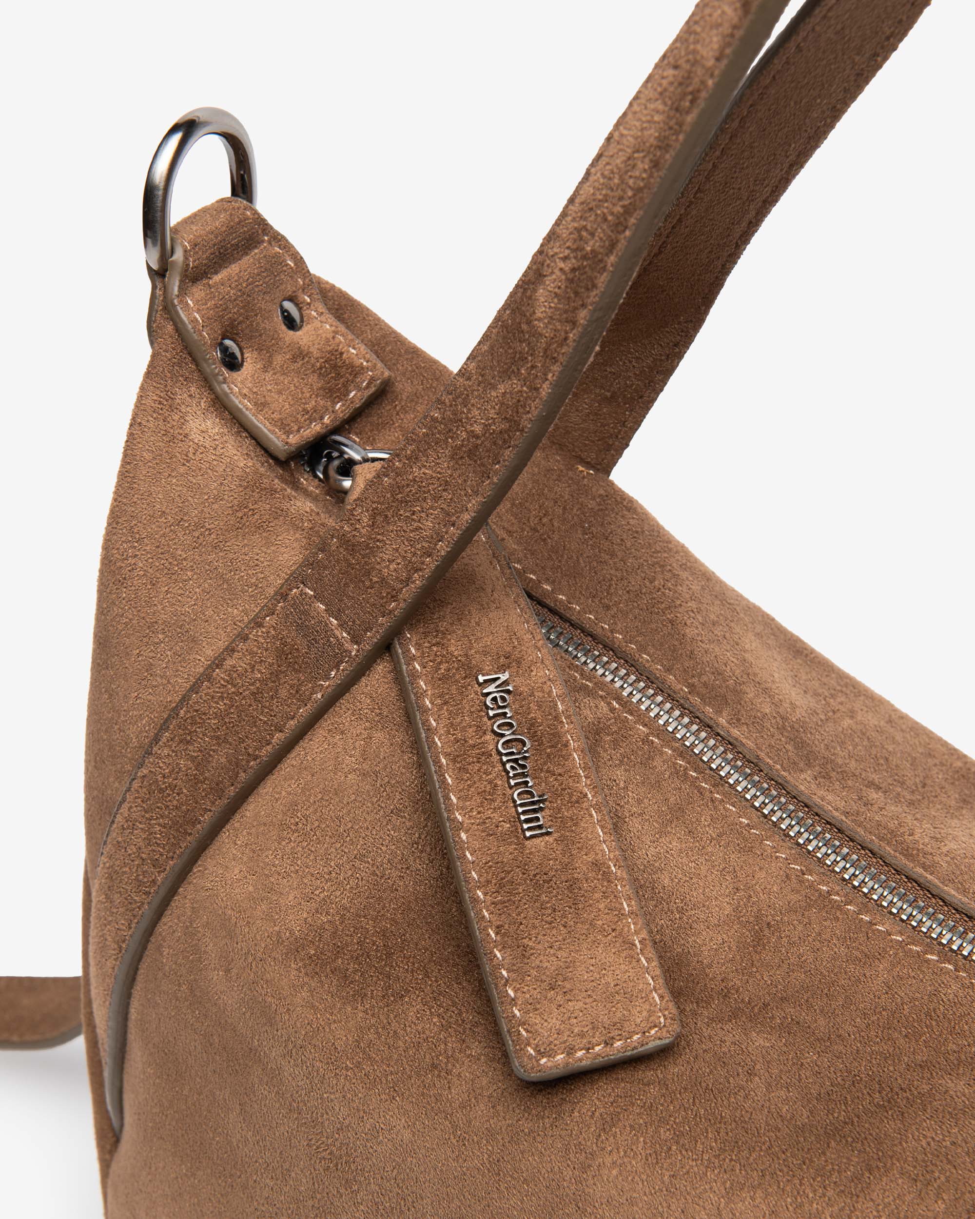NeroGiardini Sacs Hobo Femme Daim Zip PZ