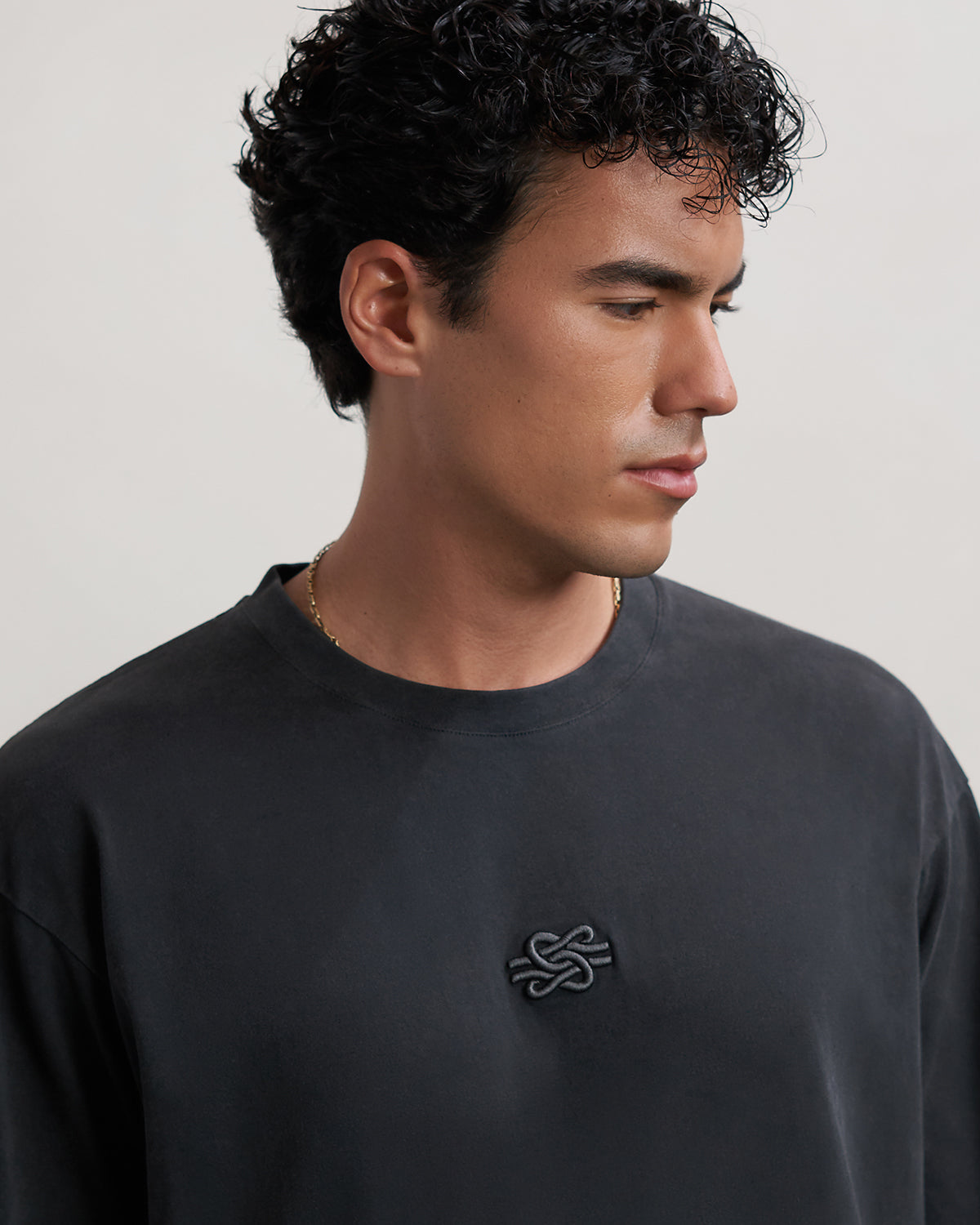 Filling Pieces T-shirt Boxy Embroidered Vintage Black coton
