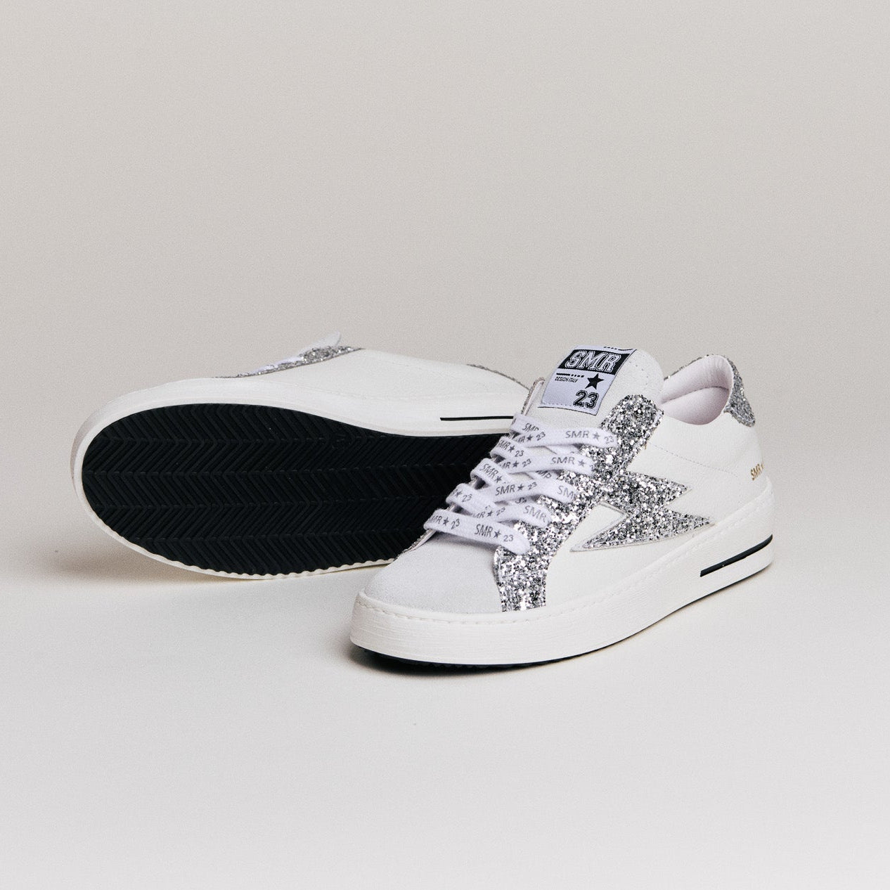SMR Semerdjian Maya D599 baskets cuir blanc argent