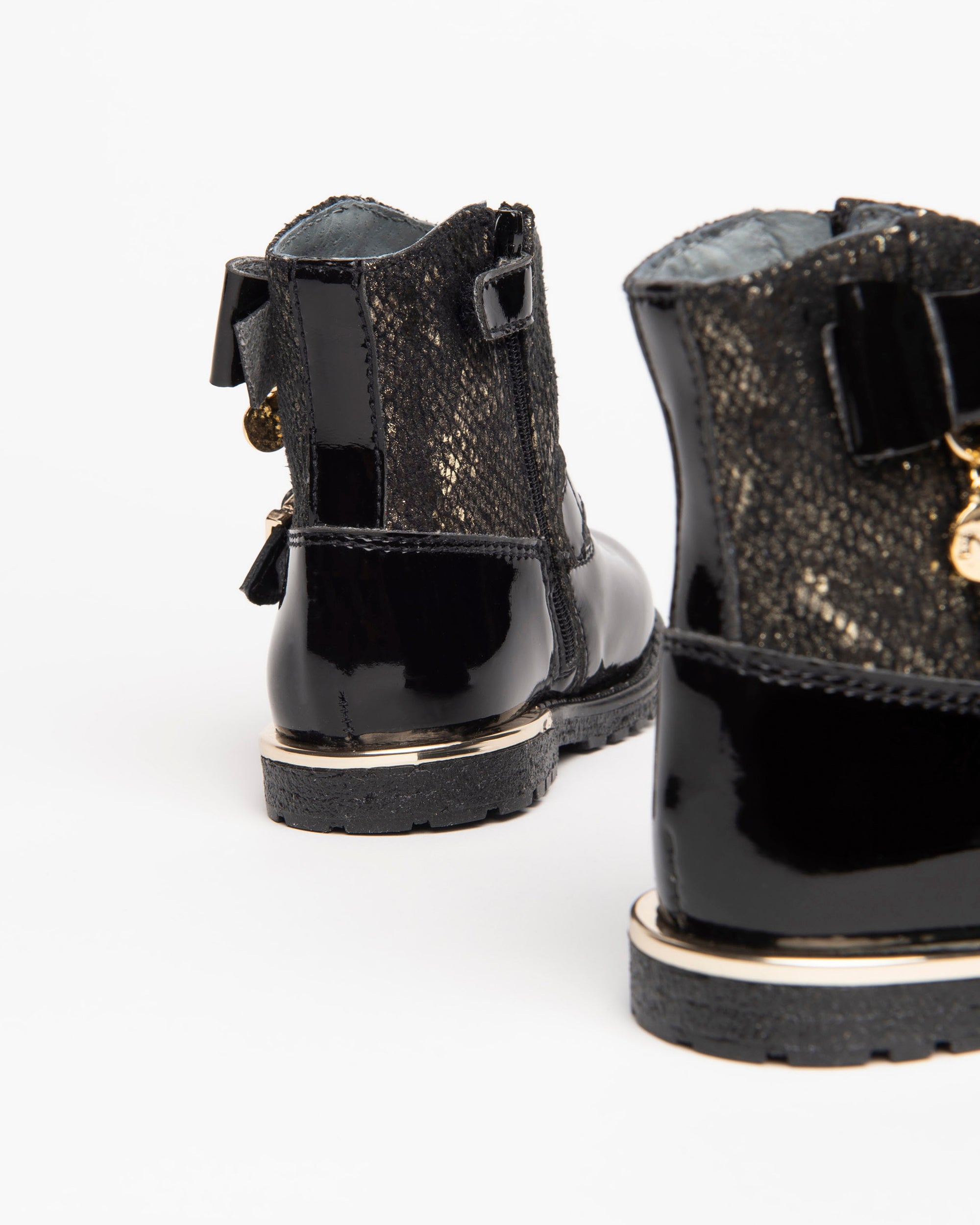 NeroGiardini Bottines Baby Fille Zip Nœud Lamé