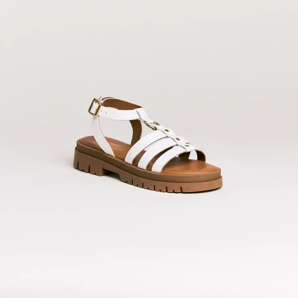 SMR Semerdjian Clara Vitello Sandales Cuir Blanc 4cm