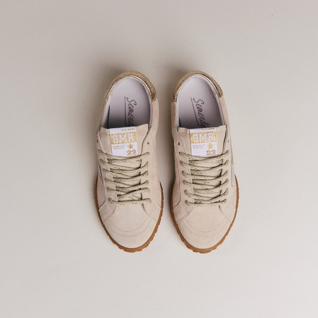 SMR Mary D614 baskets beige or daim semelle crantée