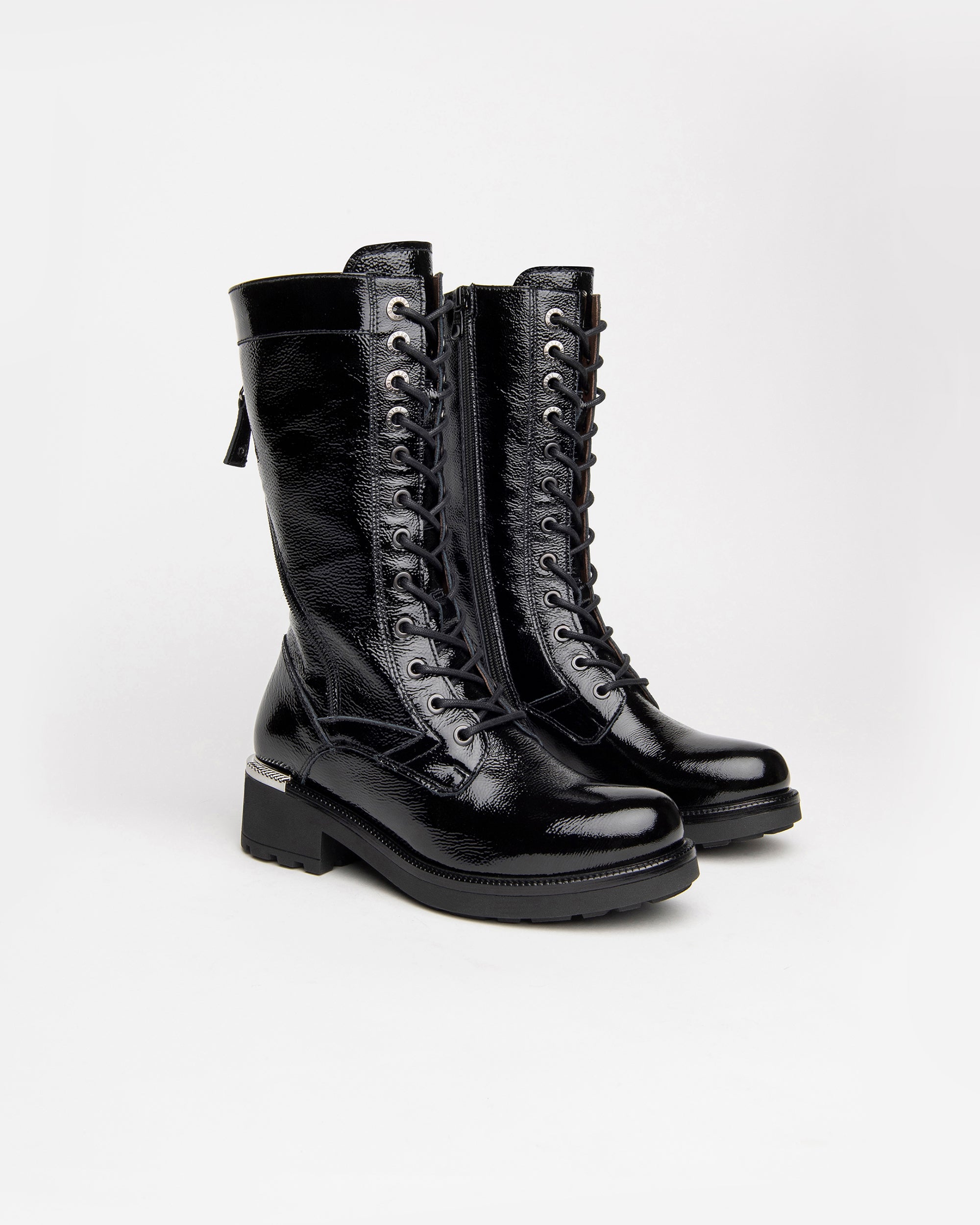 Nerogiardini Bottes Femme Vernis Lacets Talon 4 cm