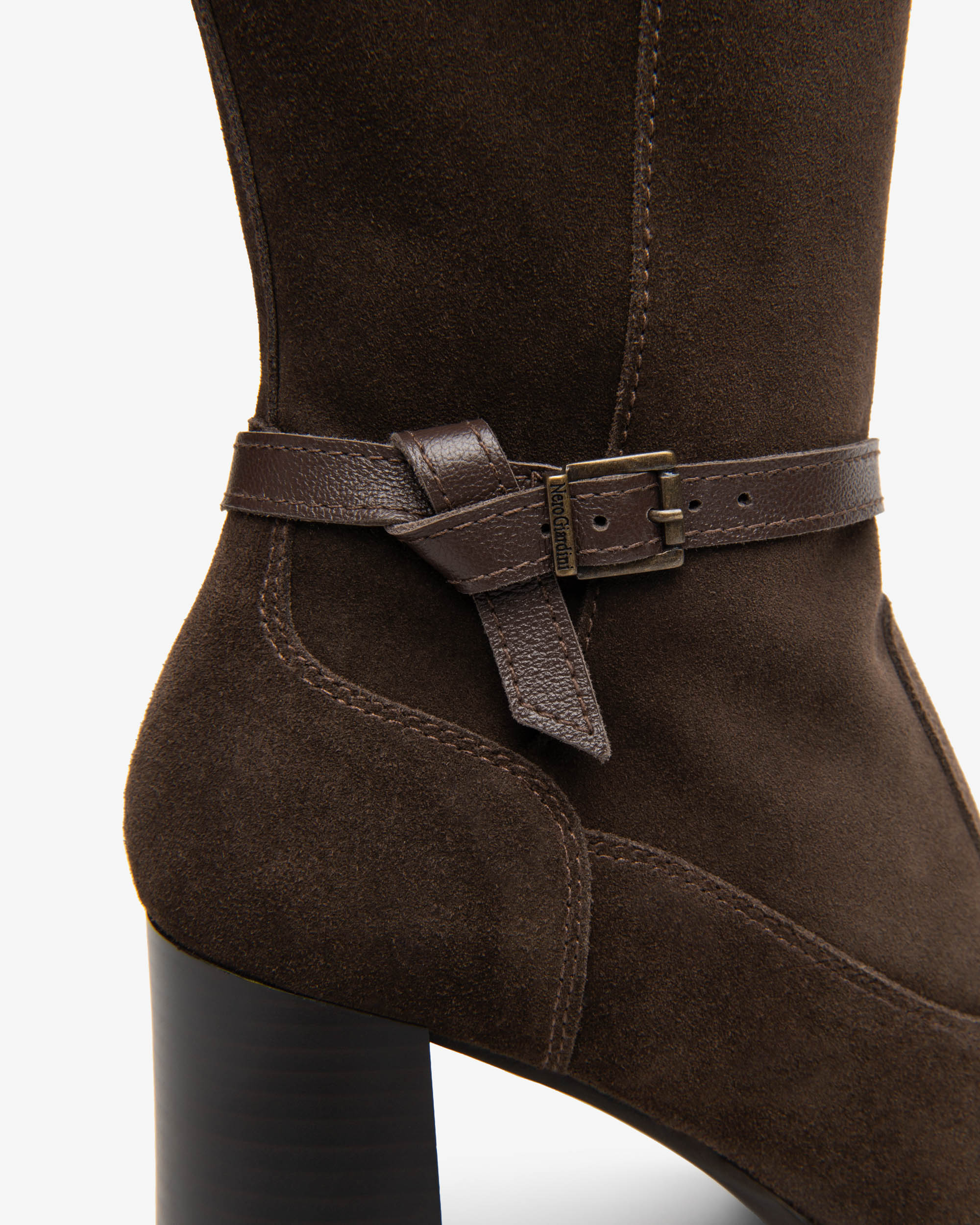 NeroGiardini Bottes Femme Daim Talon Bloc 75 mm 35-41