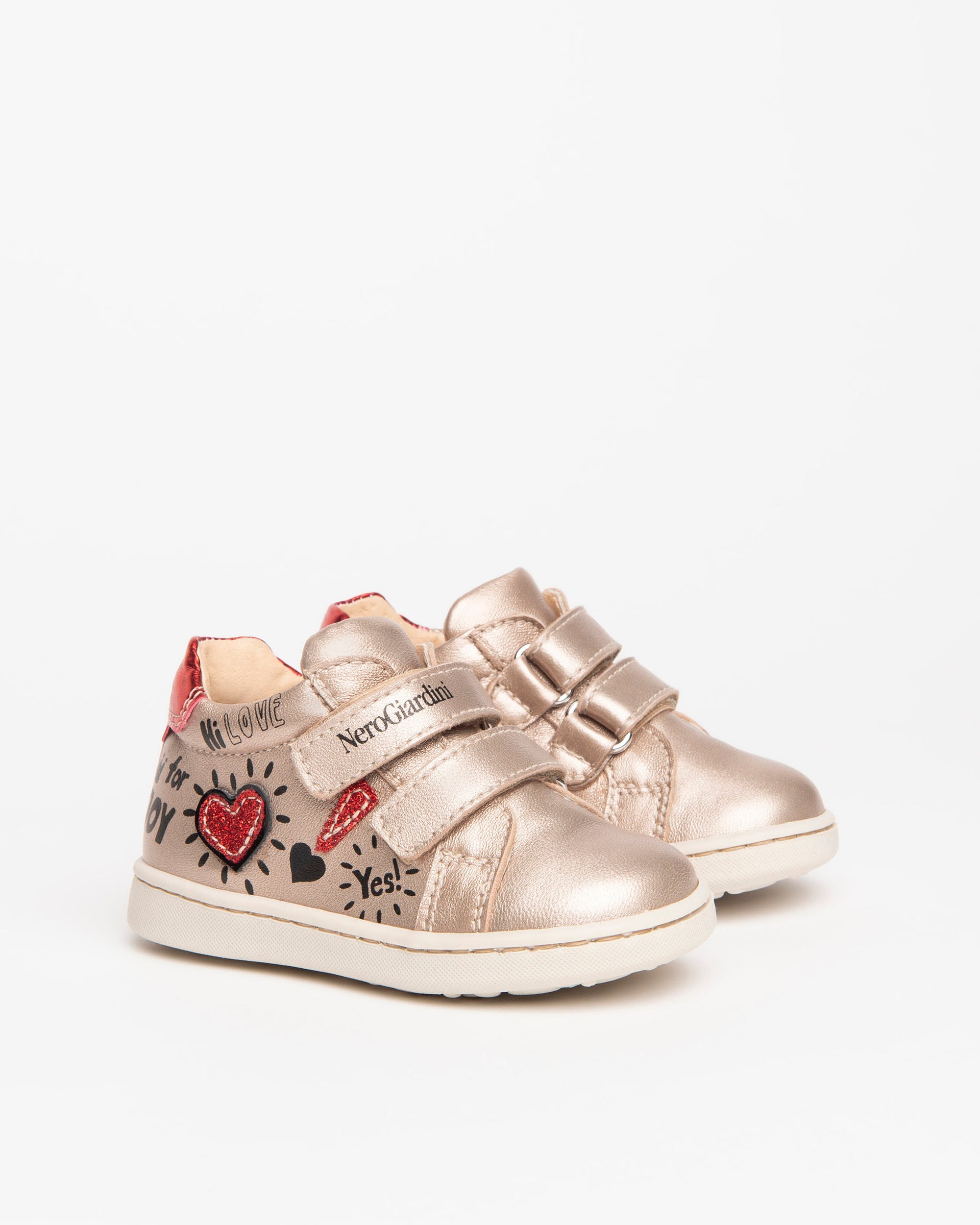 Nerogiardini Sneakers Baby baskets cuir lamé scratch paillettes