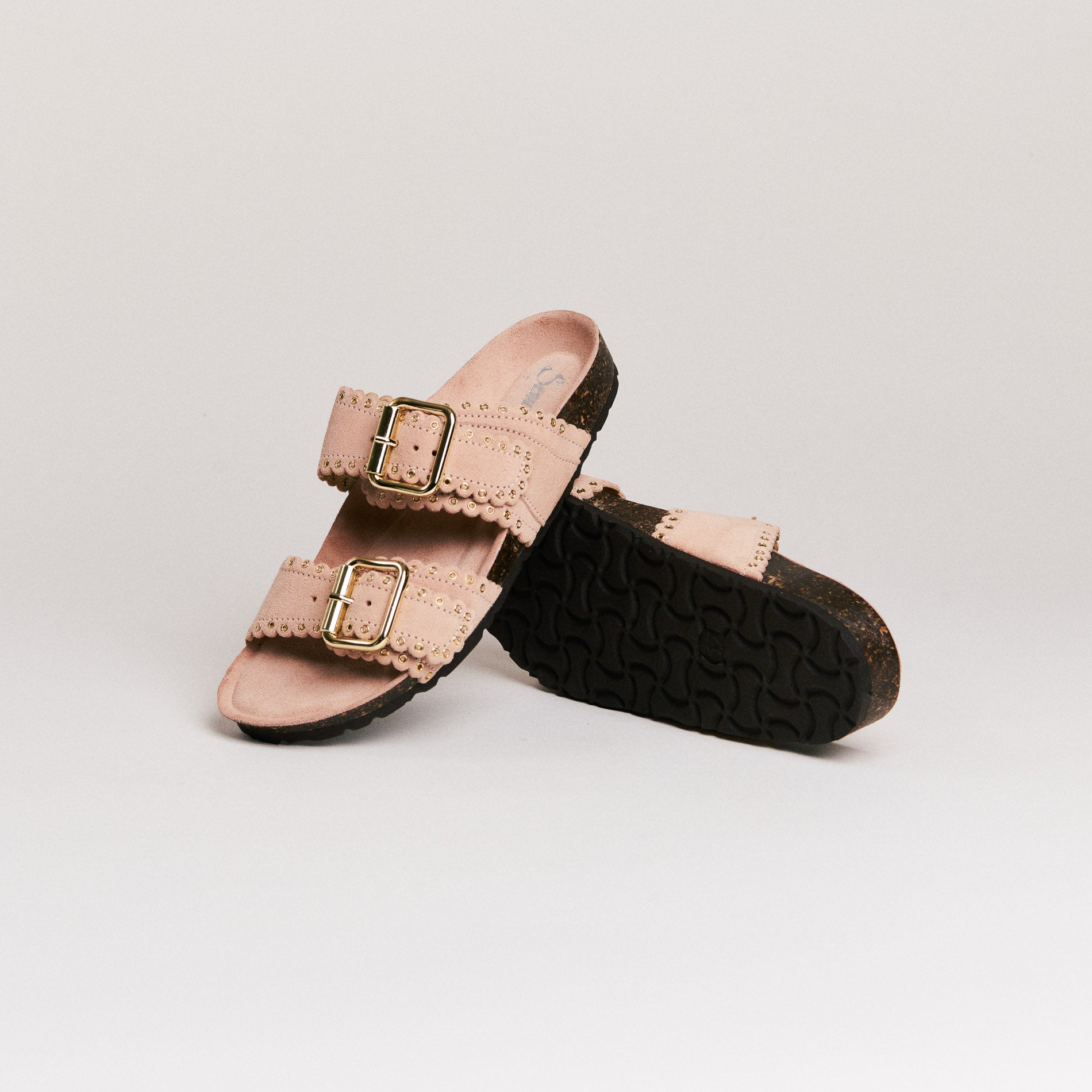 Semerdjian Arianna mules rose nude cuir liège