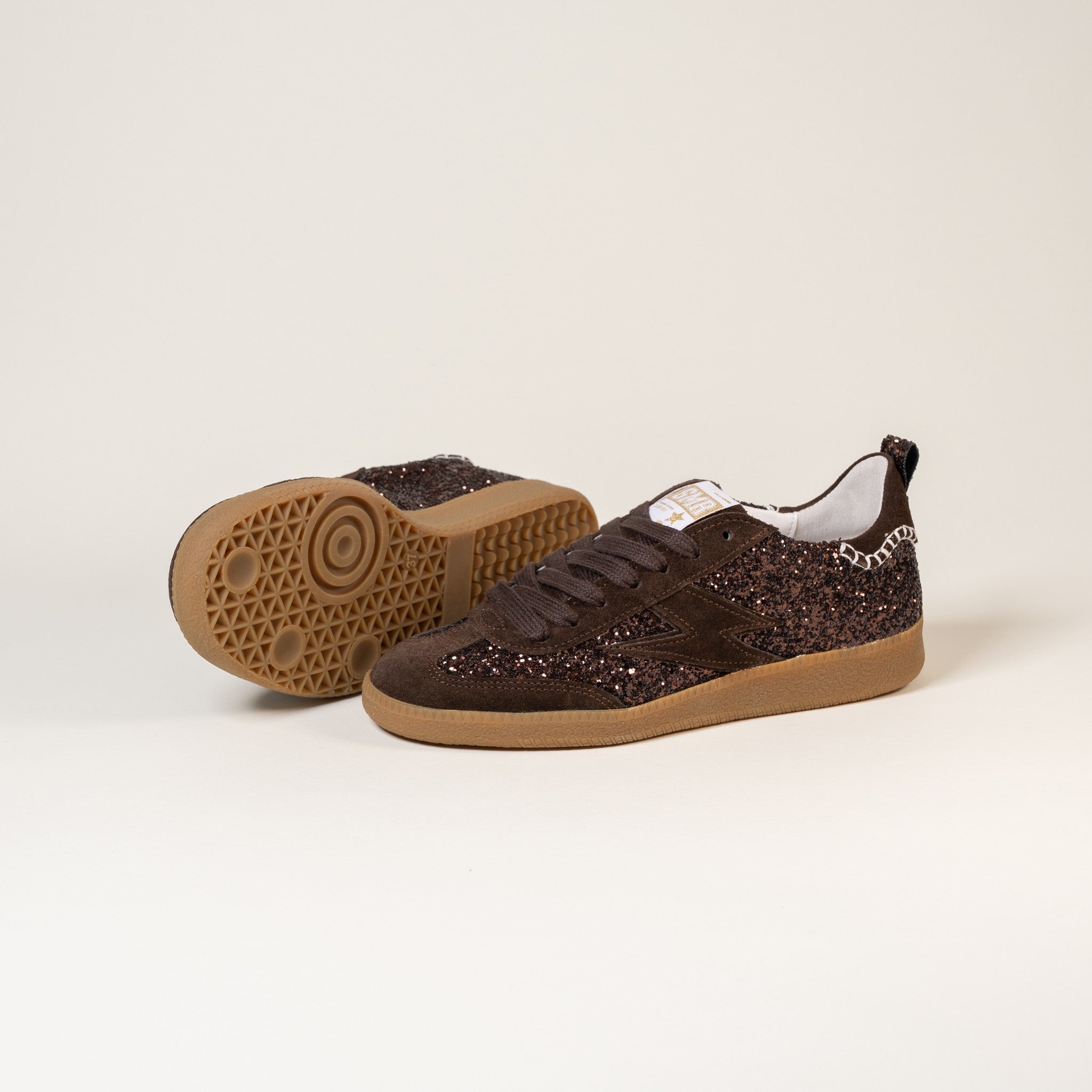 Semerdjian Kayla E112 baskets cuir glitter marron