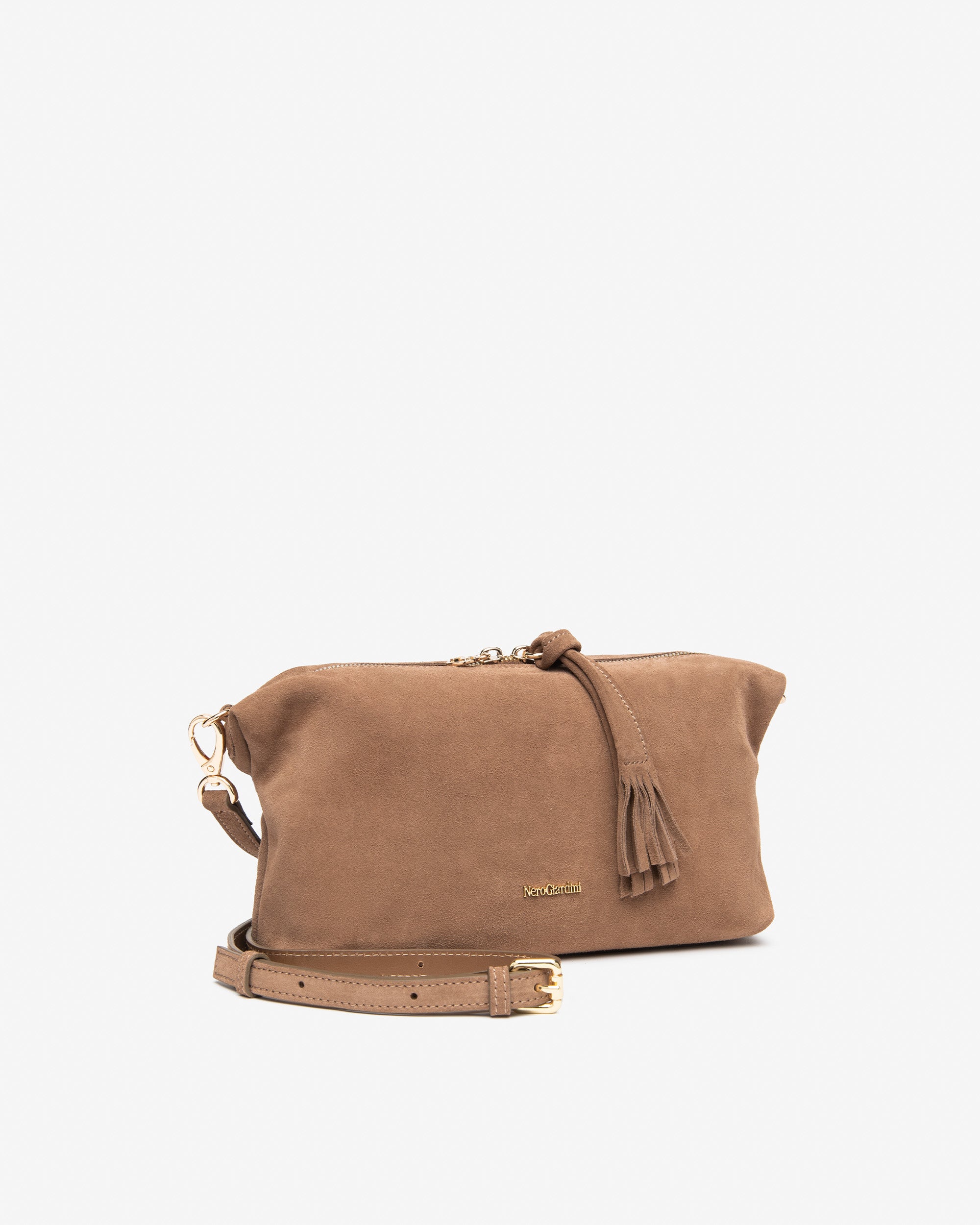 NeroGiardini Sacs Bandoulière Femme Cuir Daim Zippé Doré
