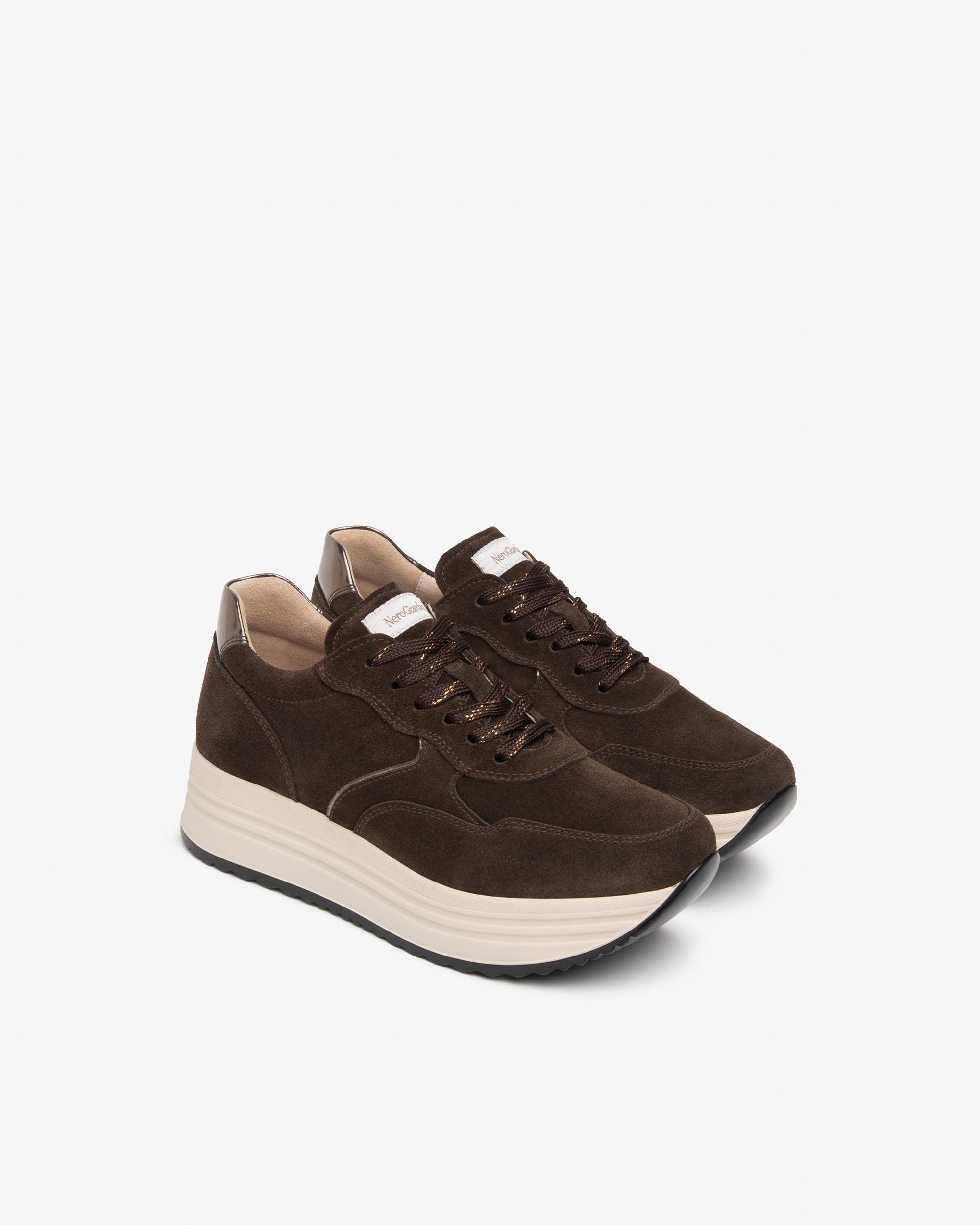 Nerogiardini Sneakers Femme Cuir Velours Plateforme 45 mm