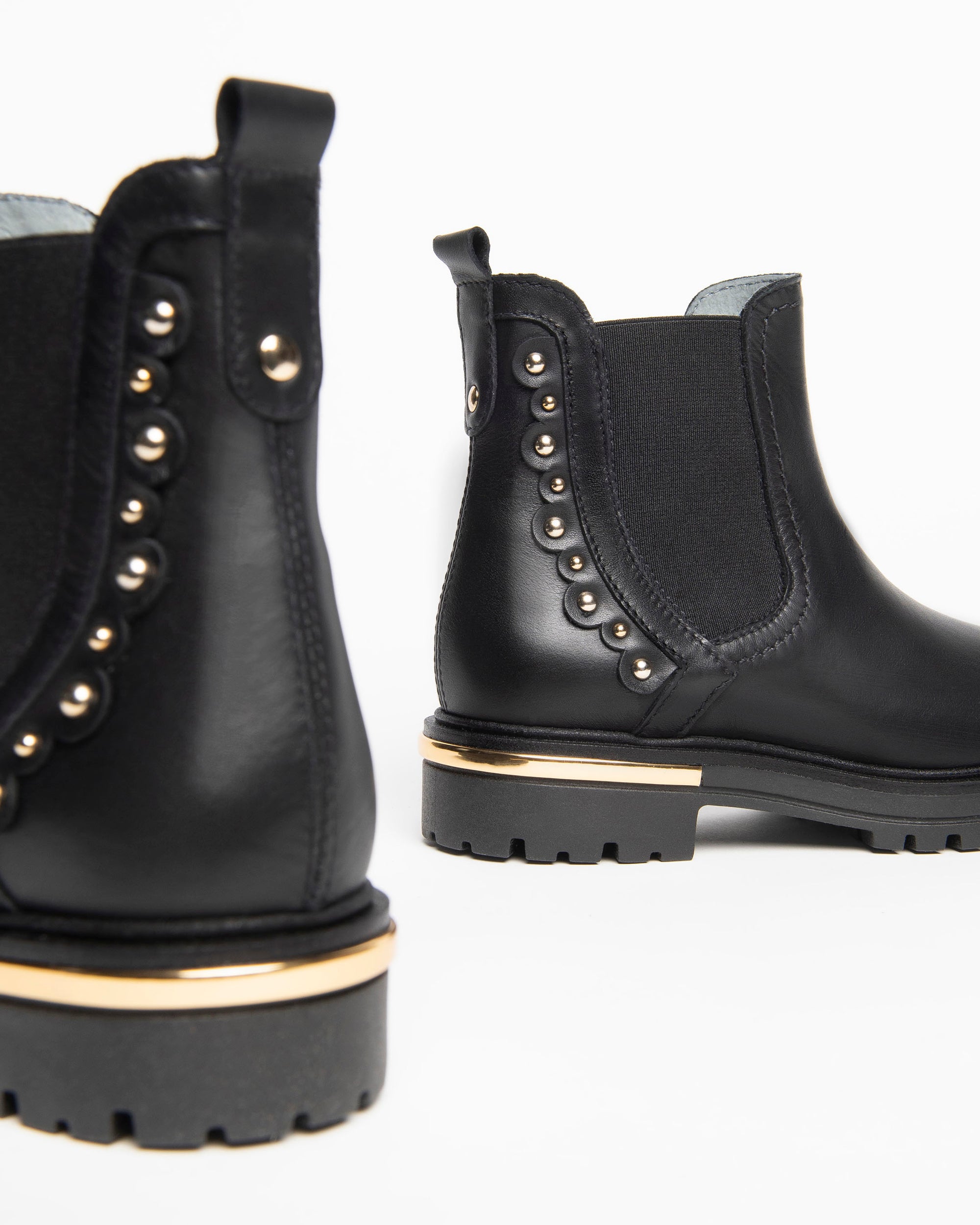 NeroGiardini Bottines Teens Bottines Fille Cuir Chelsea Clous