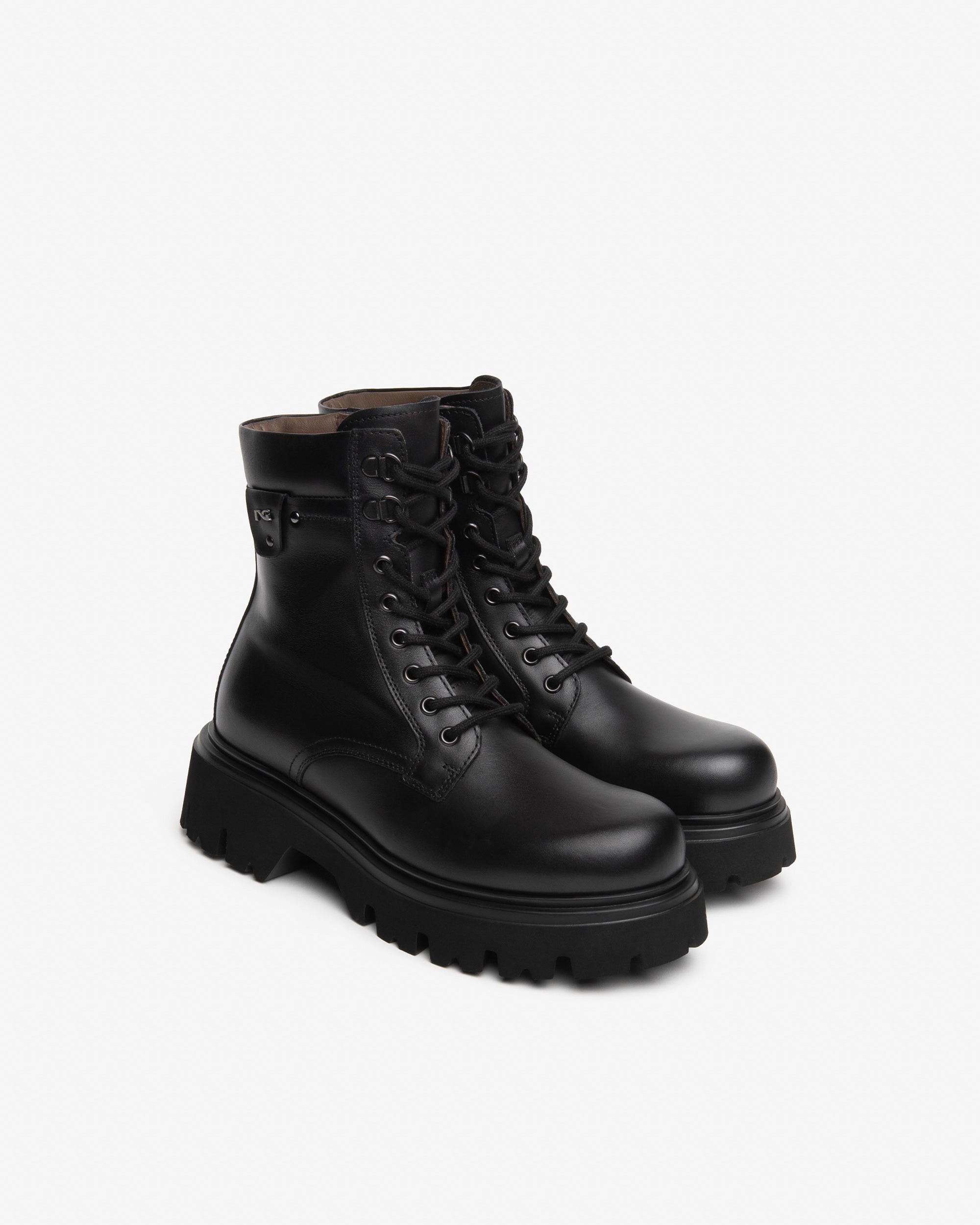 NeroGiardini Bottines motardes cuir lacets zip talon 55 mm 35-41