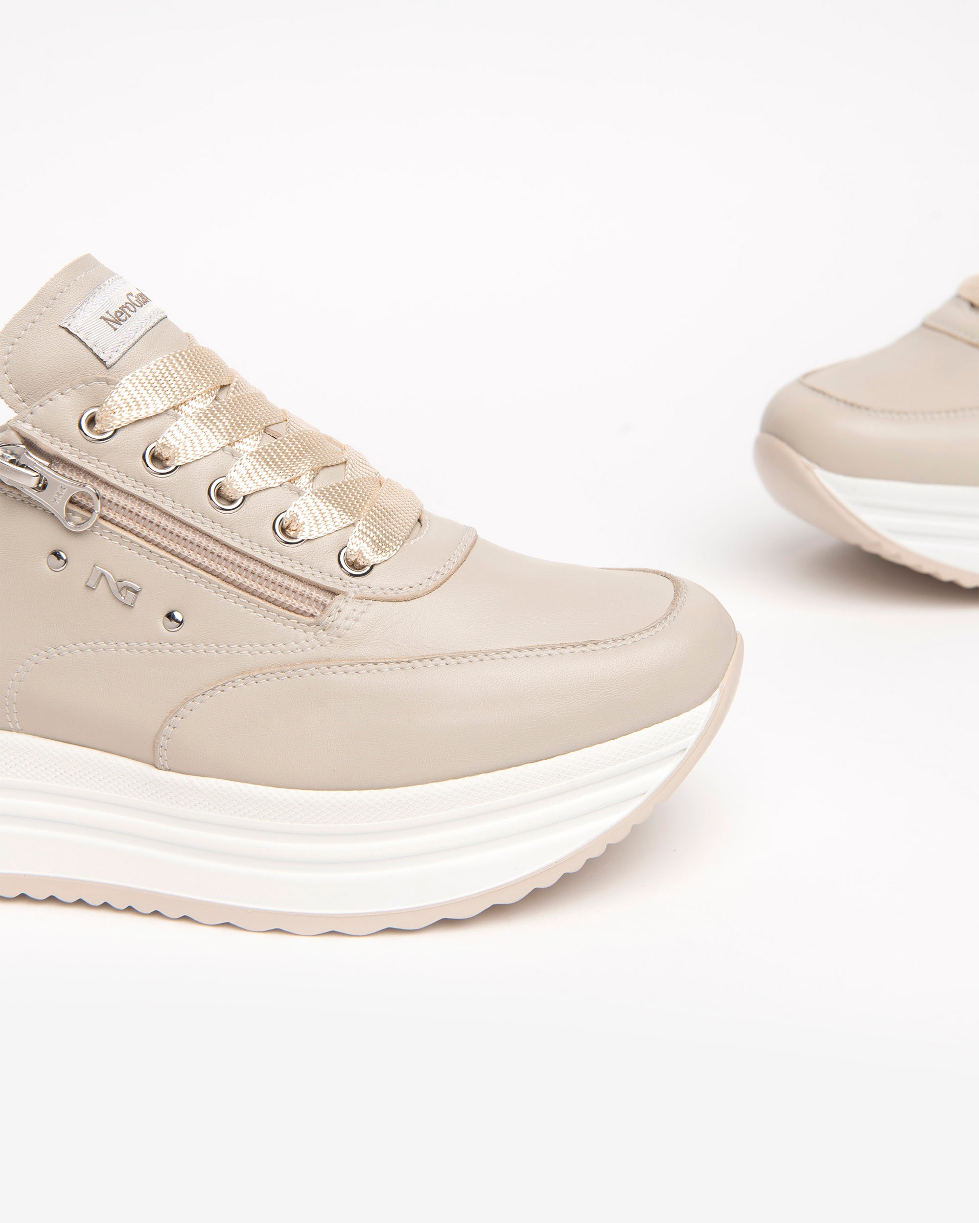 NeroGiardini Sneakers Cuir Nœud Plateforme 4,5 cm 38