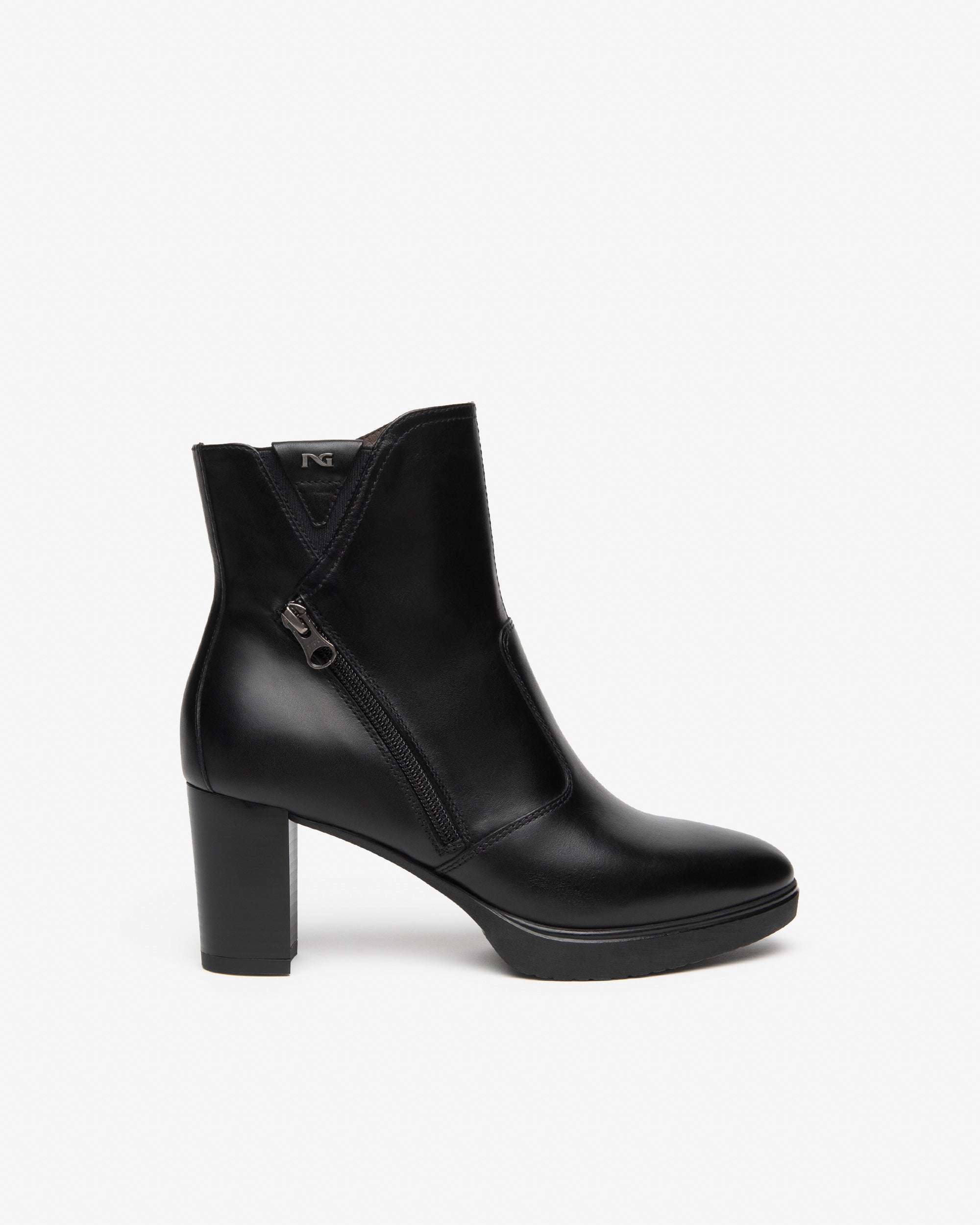 NeroGiardini Bottines Femme Cuir Plateforme Zip Talon 70 mm