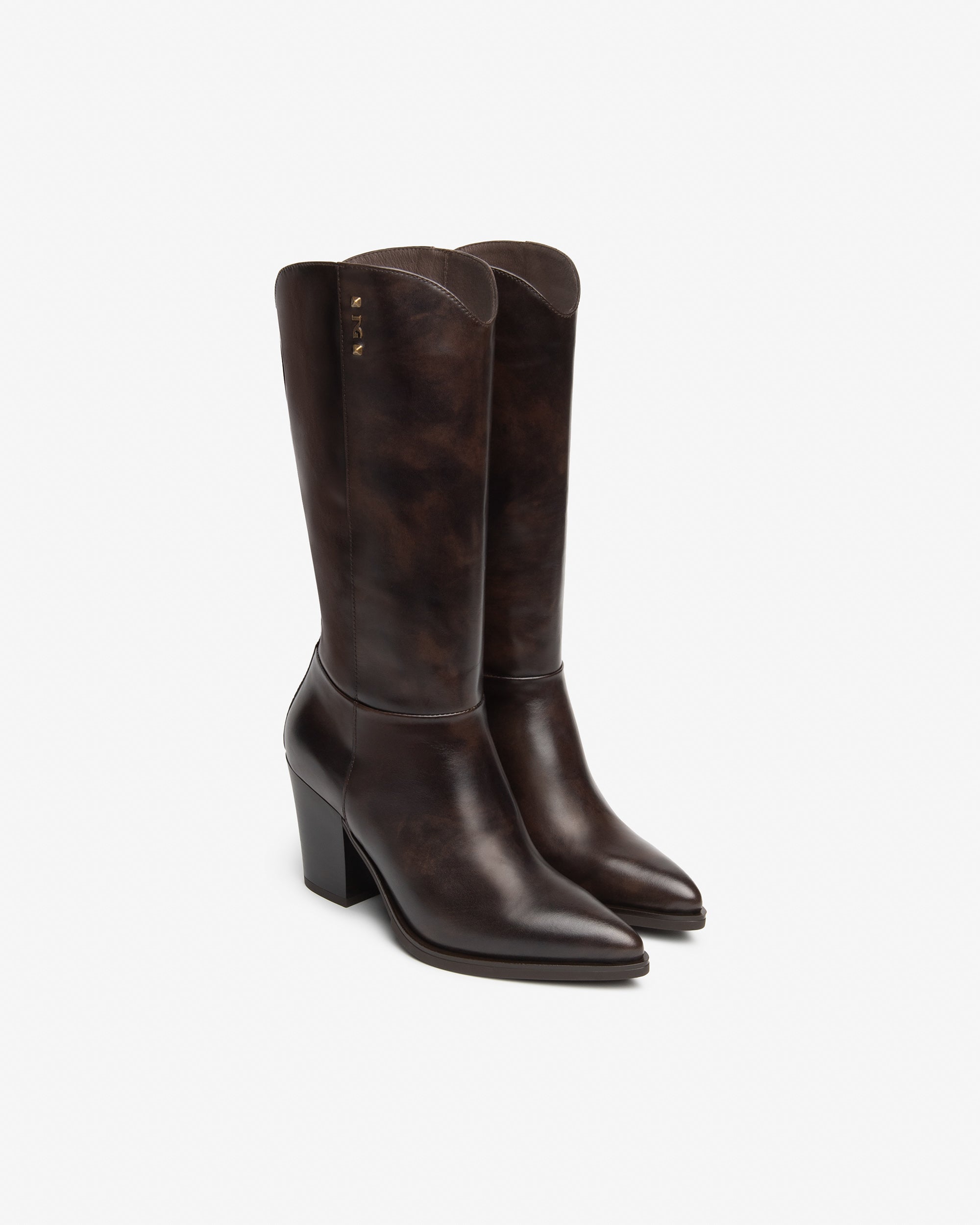 NeroGiardini Bottes Femme Cuir Western Talon 80 mm