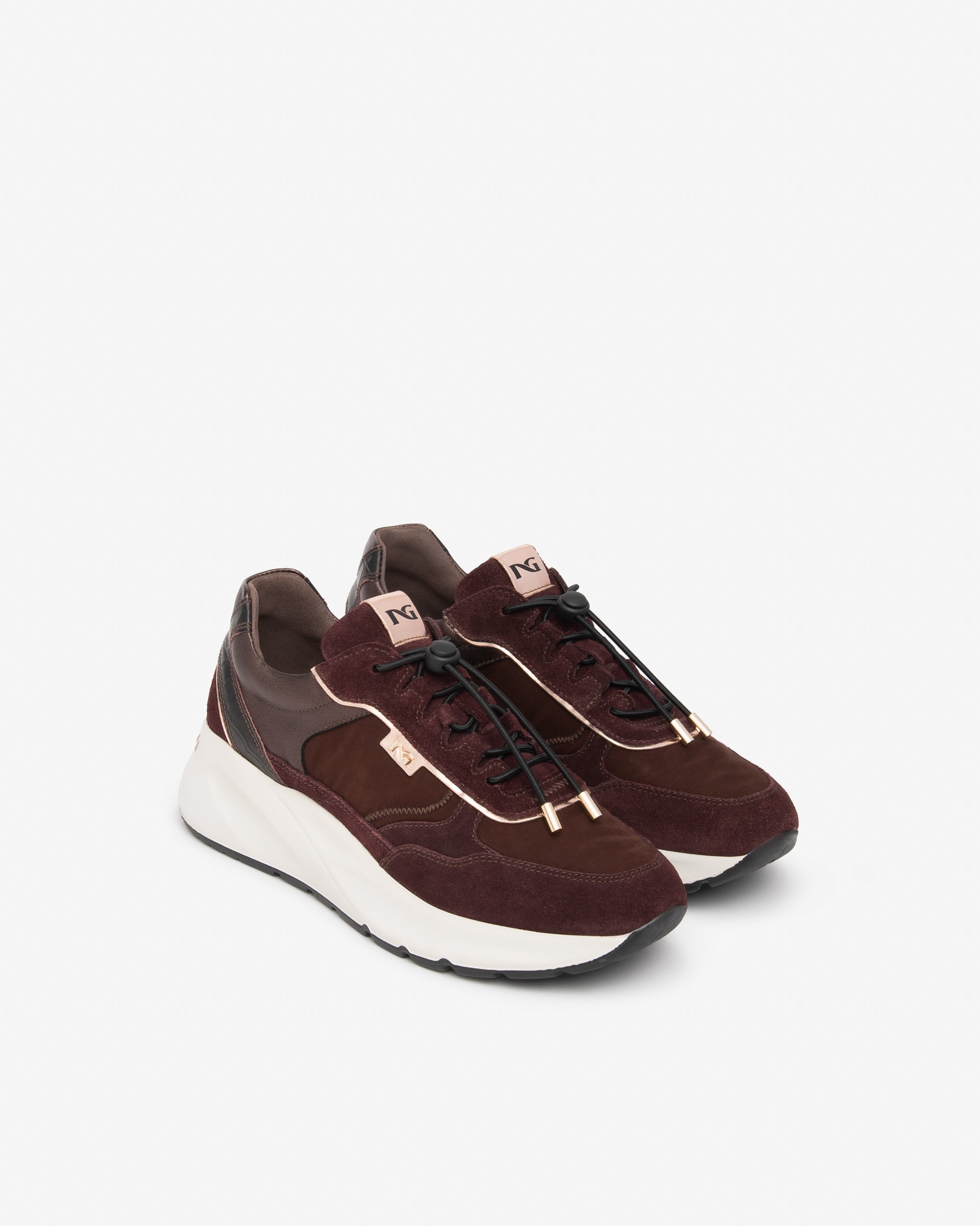 NeroGiardini Sneakers cuir toile femme semelle 45 mm