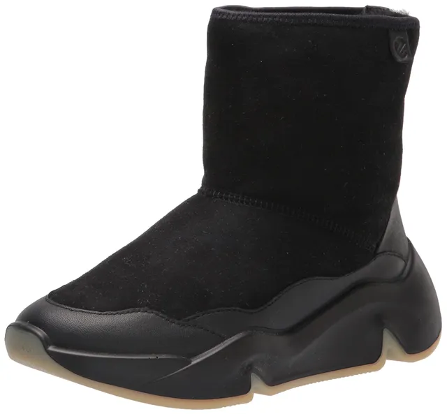 ECCO Chunky bottes hiver femme noir cuir doublure polaire