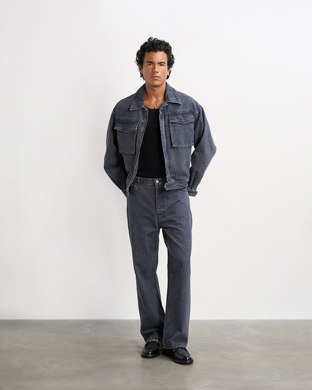 Filling Pieces Denim Jacket Washed Black veste jean noir coton